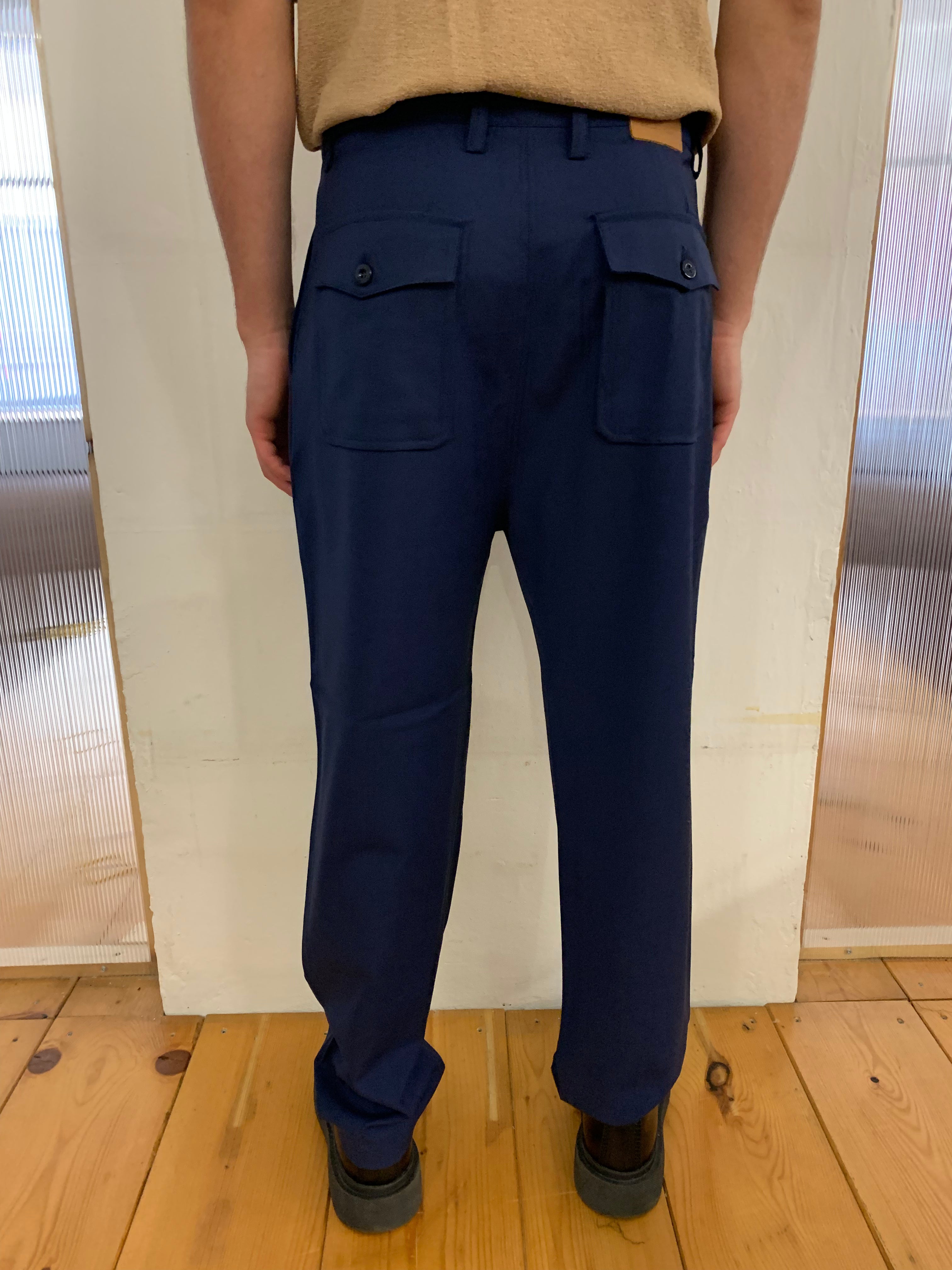 SEABISCUIT - WIDE TROUSERS - Super Soft Merino Wool Navy-Blu