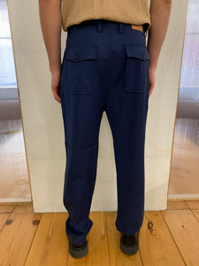 SEABISCUIT - WIDE TROUSERS - Super Soft Merino Wool Navy-Blu