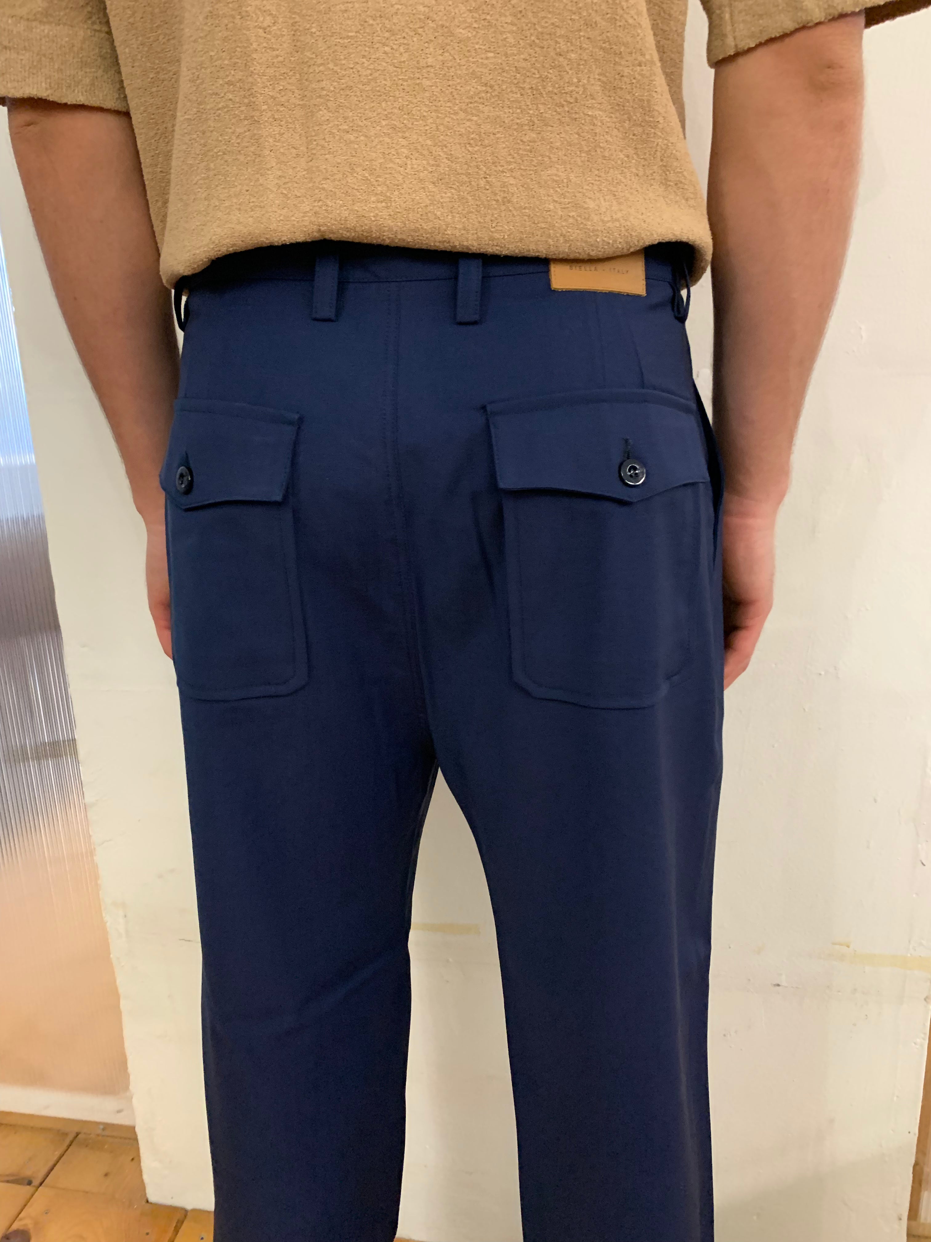 SEABISCUIT - WIDE TROUSERS - Super Soft Merino Wool Navy-Blu