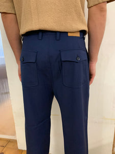SEABISCUIT - WIDE TROUSERS - Super Soft Merino Wool Navy-Blu