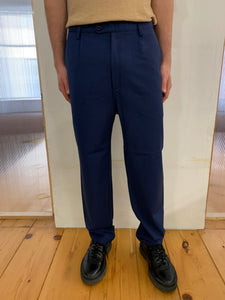SEABISCUIT - WIDE TROUSERS - Super Soft Merino Wool Navy-Blu