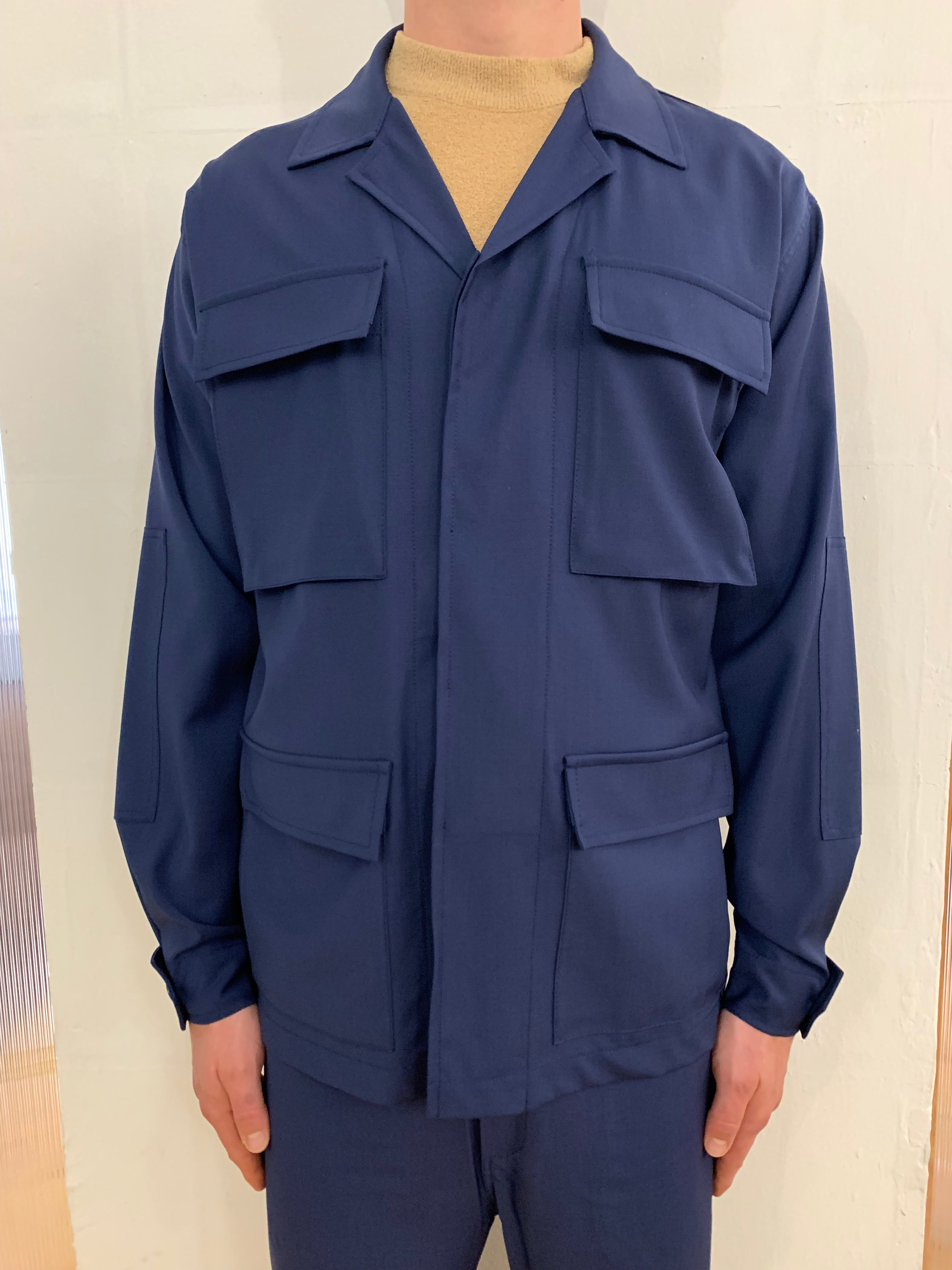MARENGO - DESERT JACKET - Super Soft Merino Wool Navy-Blu