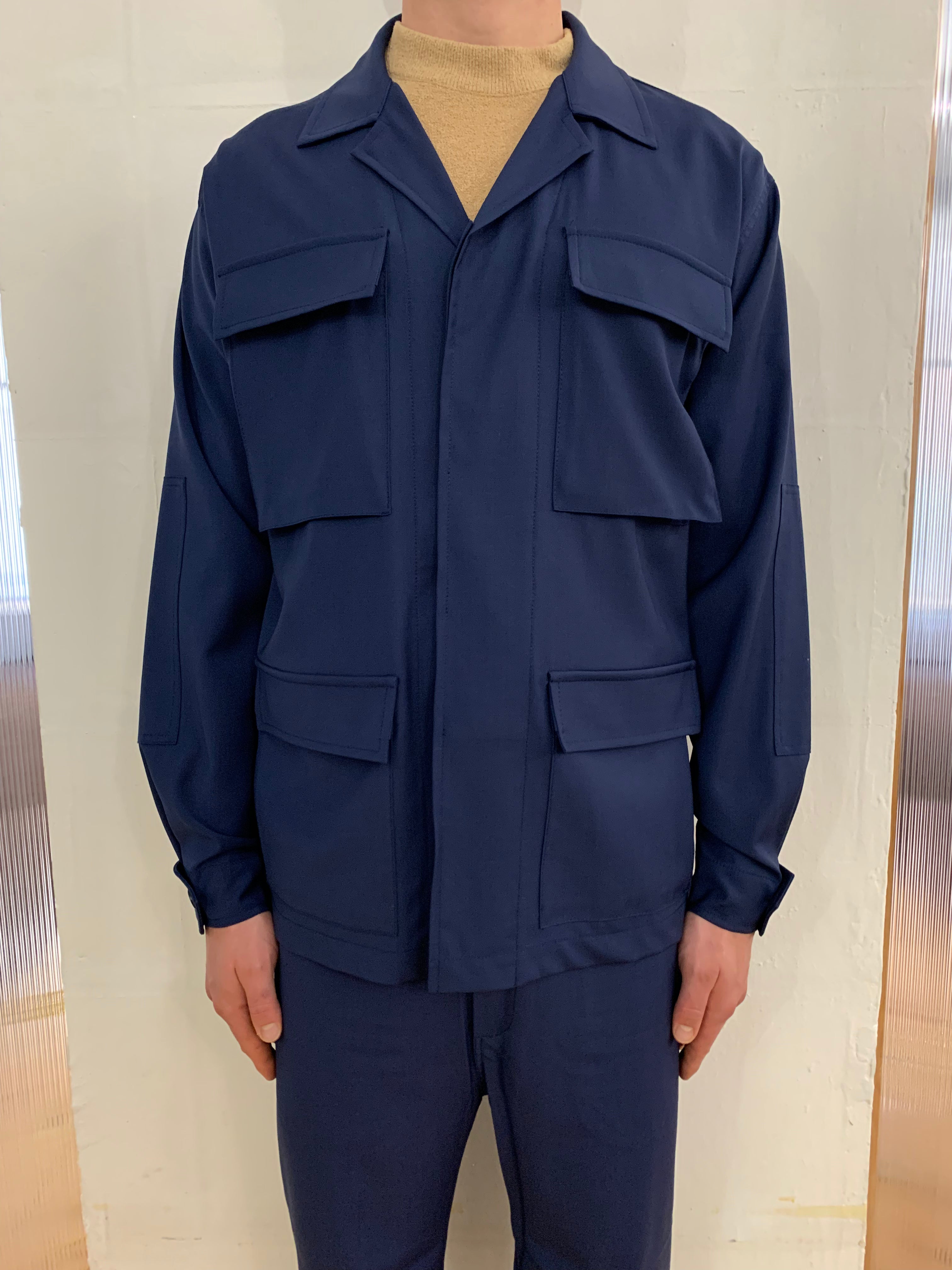 MARENGO - DESERT JACKET - Super Soft Merino Wool Navy-Blu