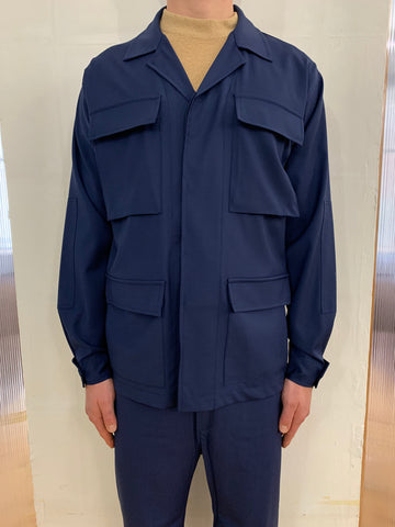 MARENGO - DESERT JACKET - Super Soft Merino Wool Navy-Blu