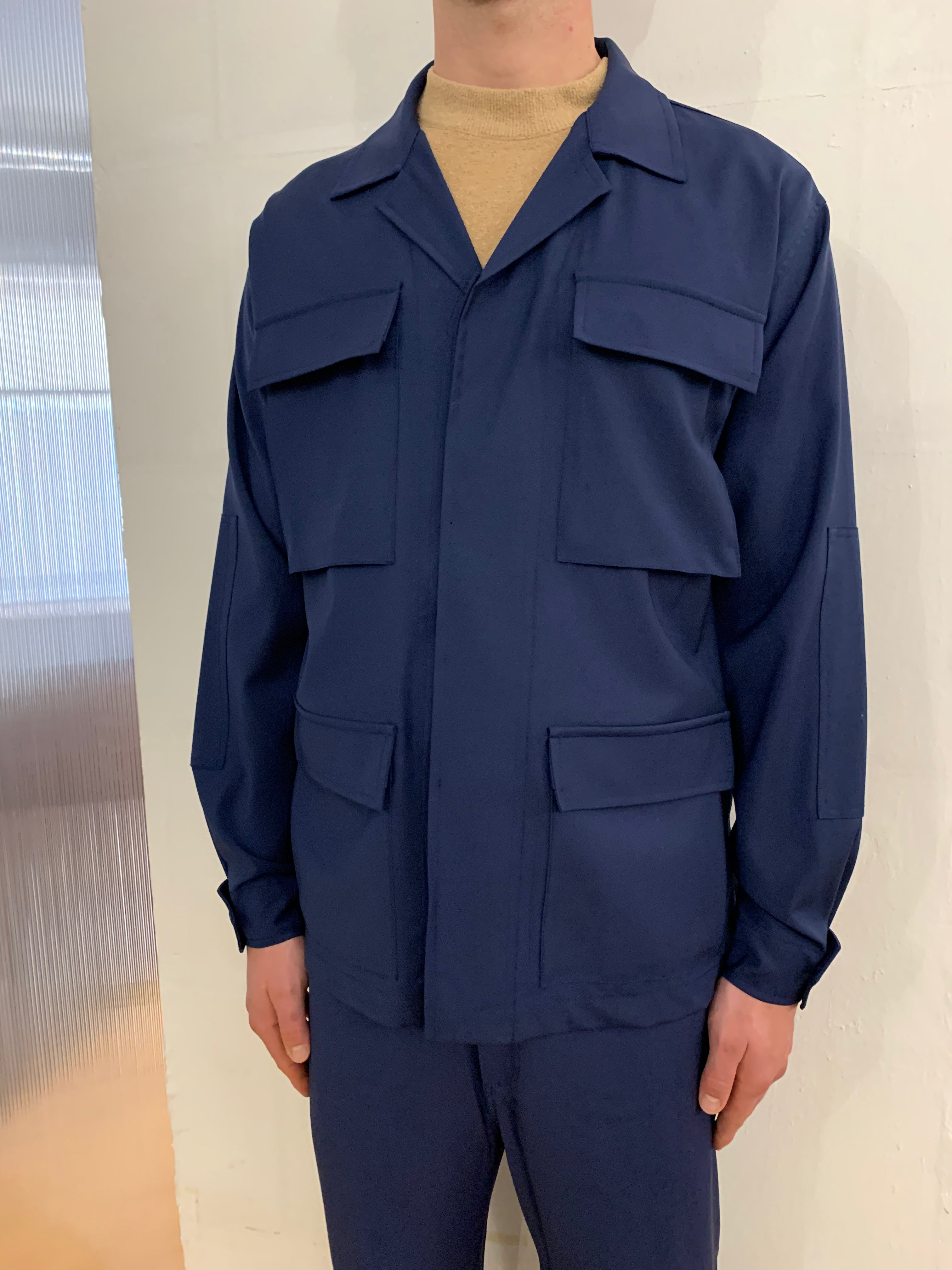 MARENGO - DESERT JACKET - Super Soft Merino Wool Navy-Blu