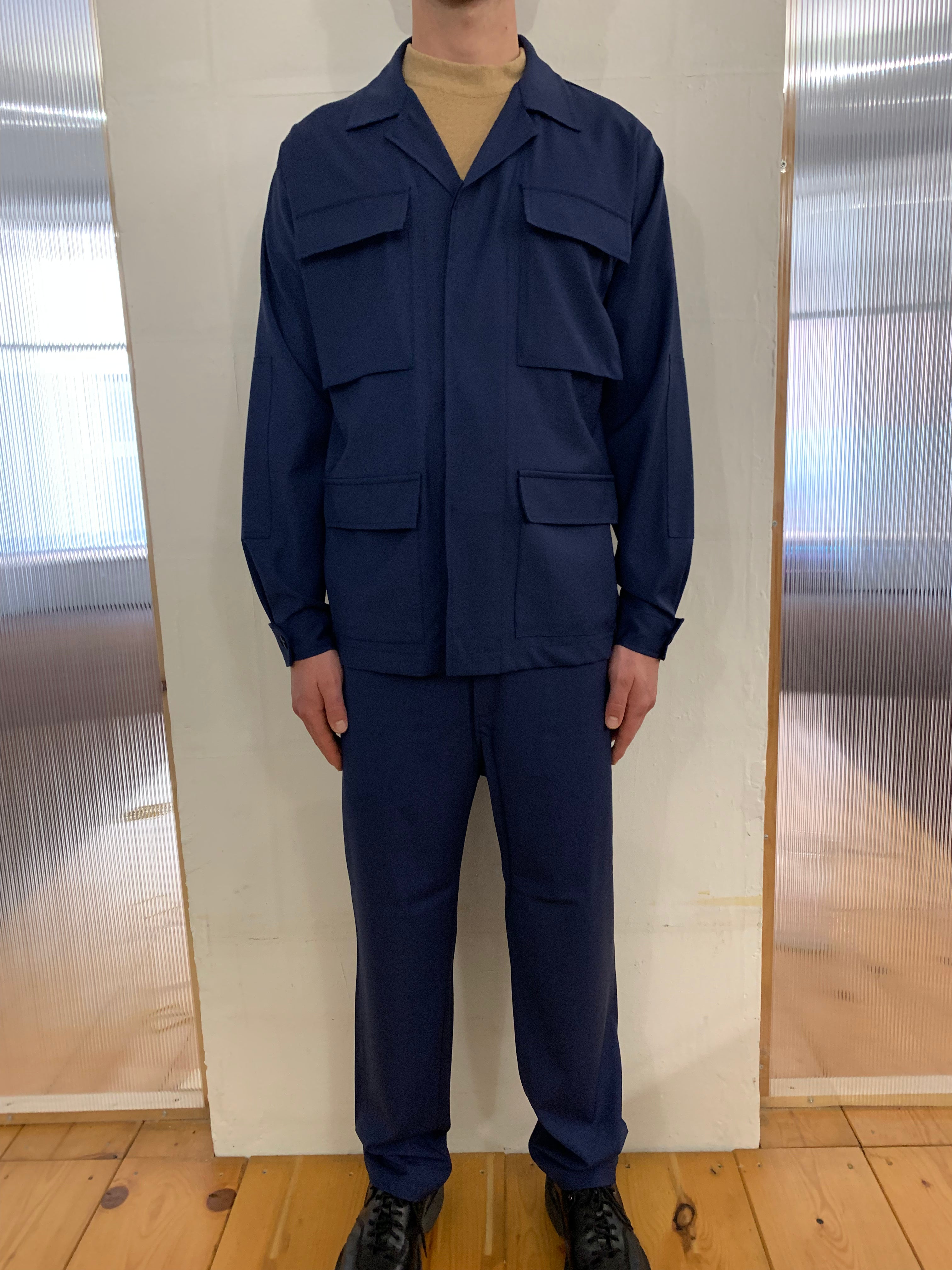 MARENGO - DESERT JACKET - Super Soft Merino Wool Navy-Blu
