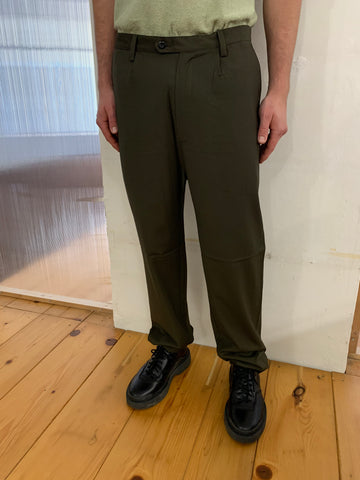 SEABISCUIT - WIDE TROUSERS - Super Soft Merino Wool Green-Brown