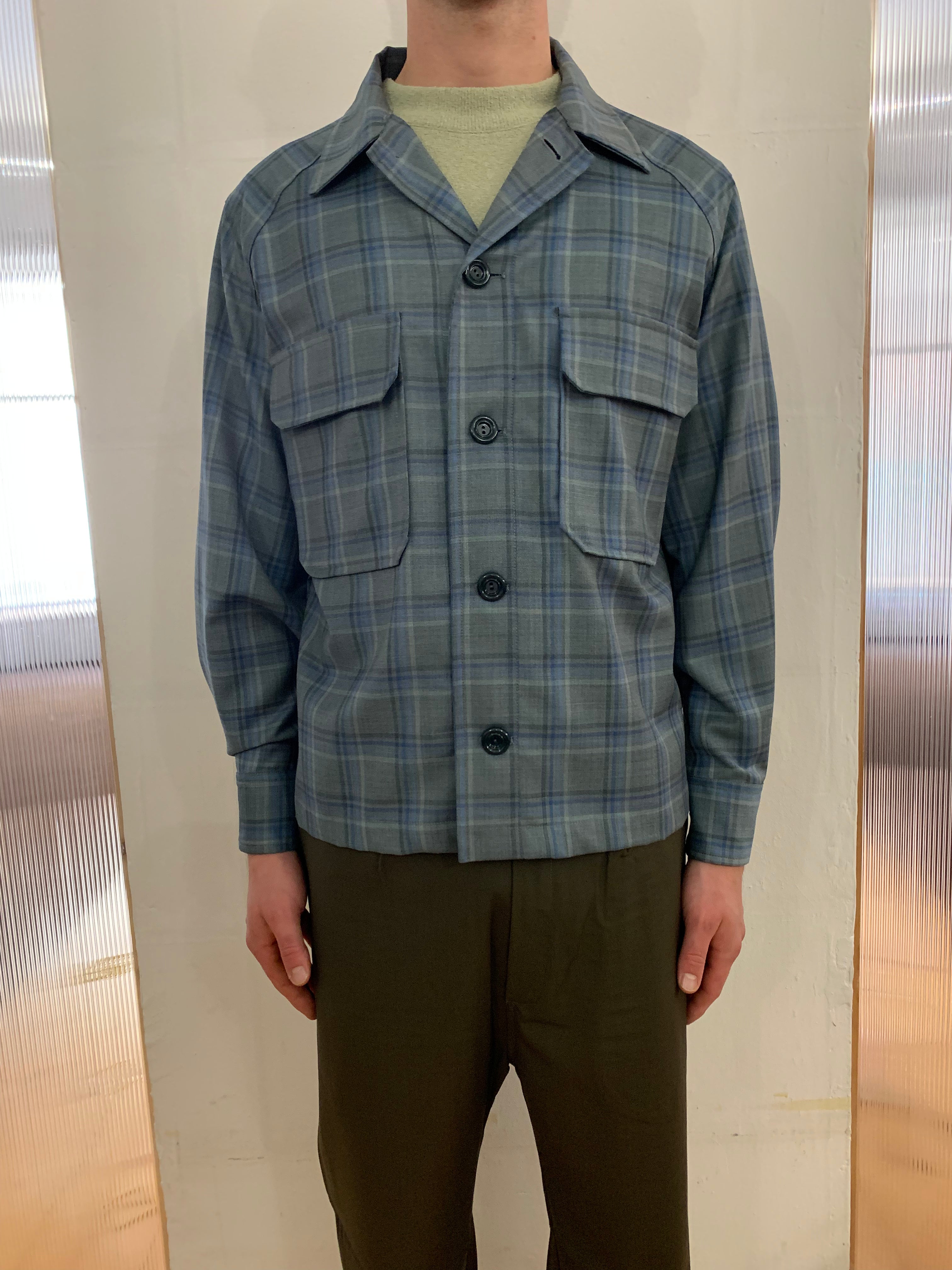 BALIO - JACKET SHIRT - Special Soft Wool Check Light Green