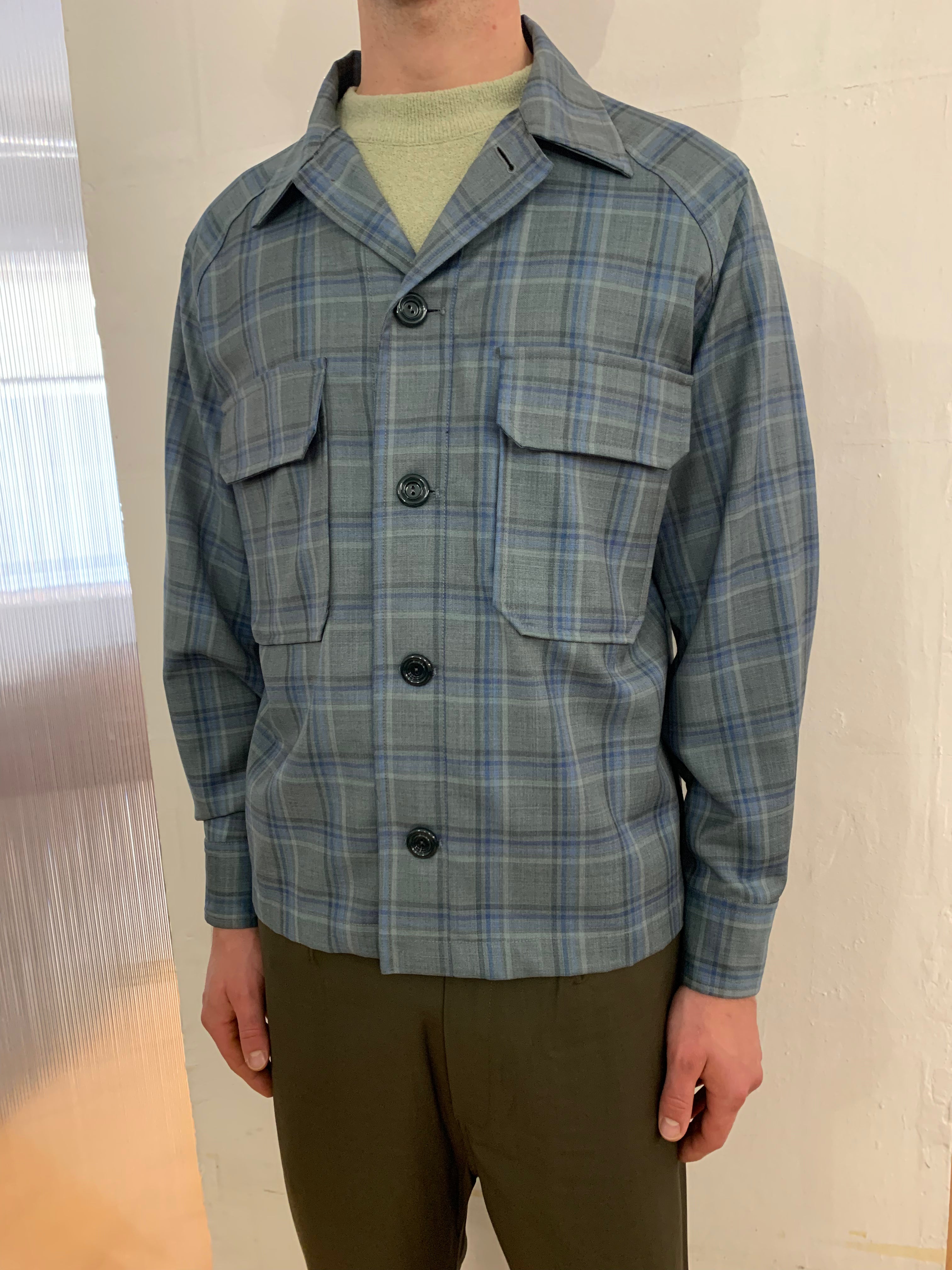 BALIO - JACKET SHIRT - Special Soft Wool Check Light Green