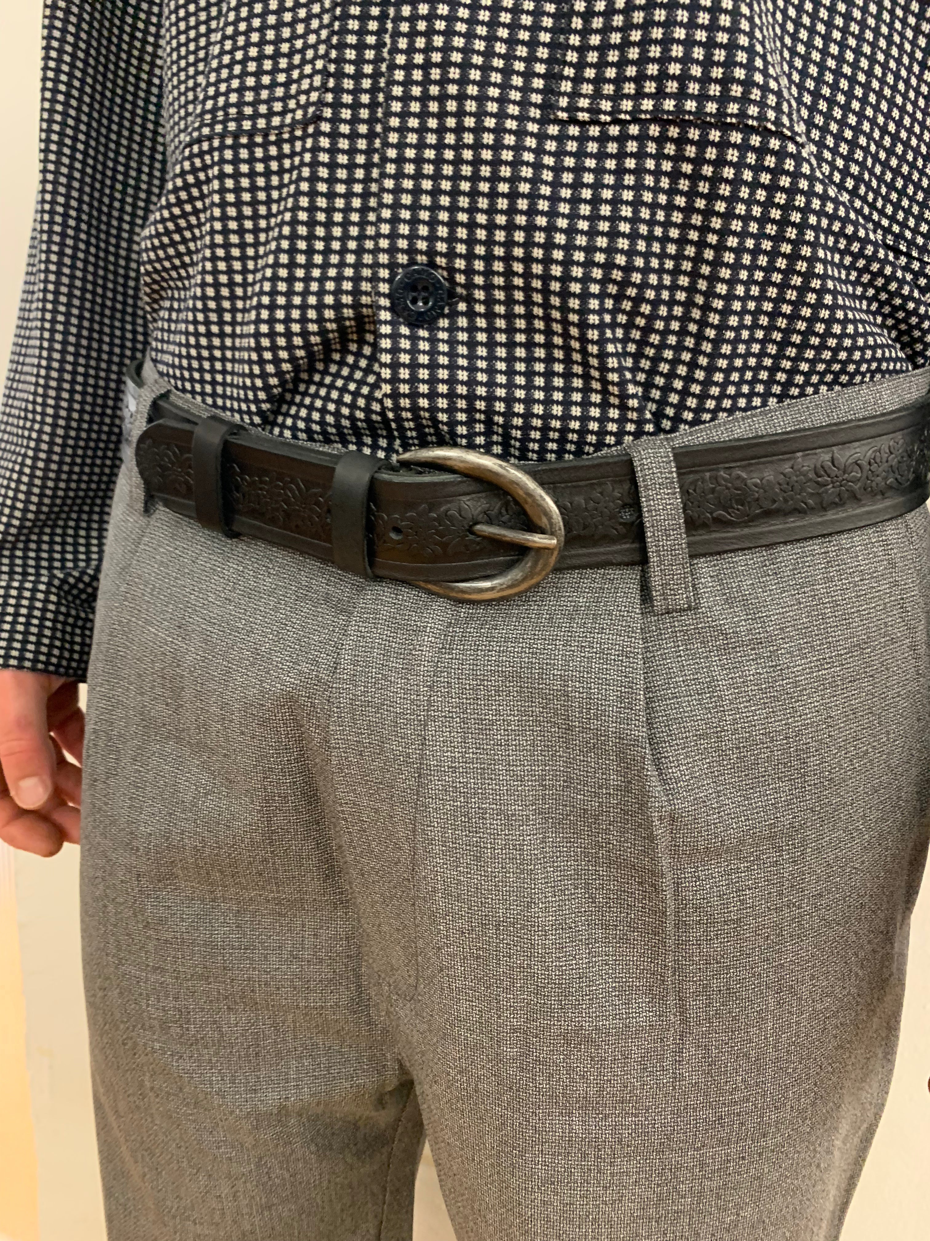DINAMITE - LEATHER BELT- 100% ITALIAN LEATHER BLACK