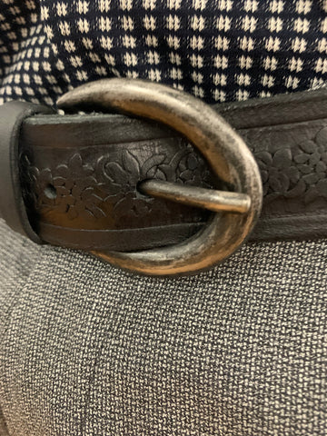 DINAMITE - LEATHER BELT- 100% ITALIAN LEATHER BLACK