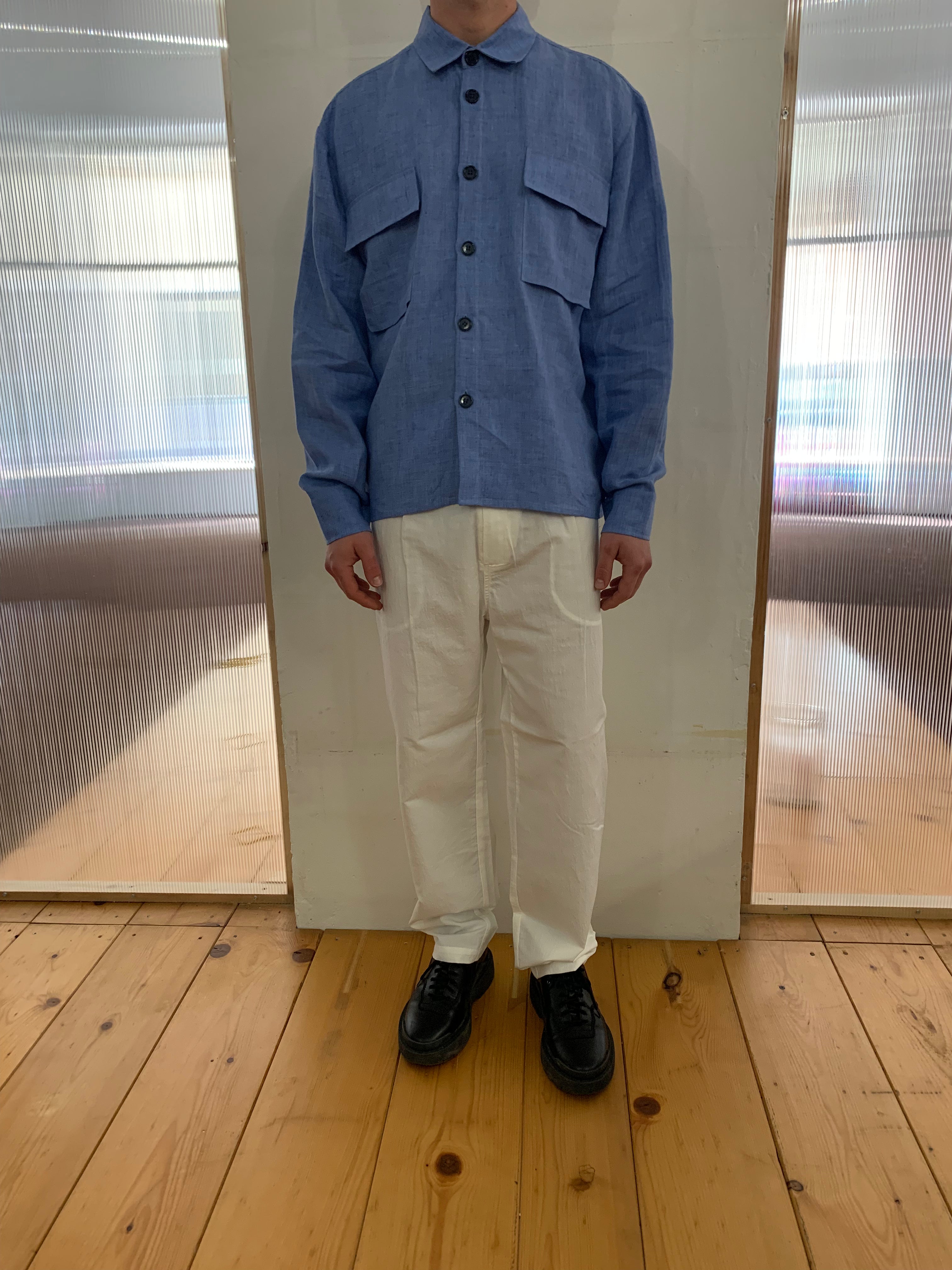 NEEDLES – NEW MAXI SHIRT - Blu Sky Linen