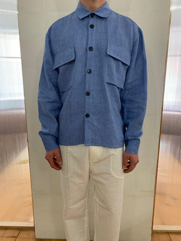 NEEDLES – NEW MAXI SHIRT - Blu Sky Linen