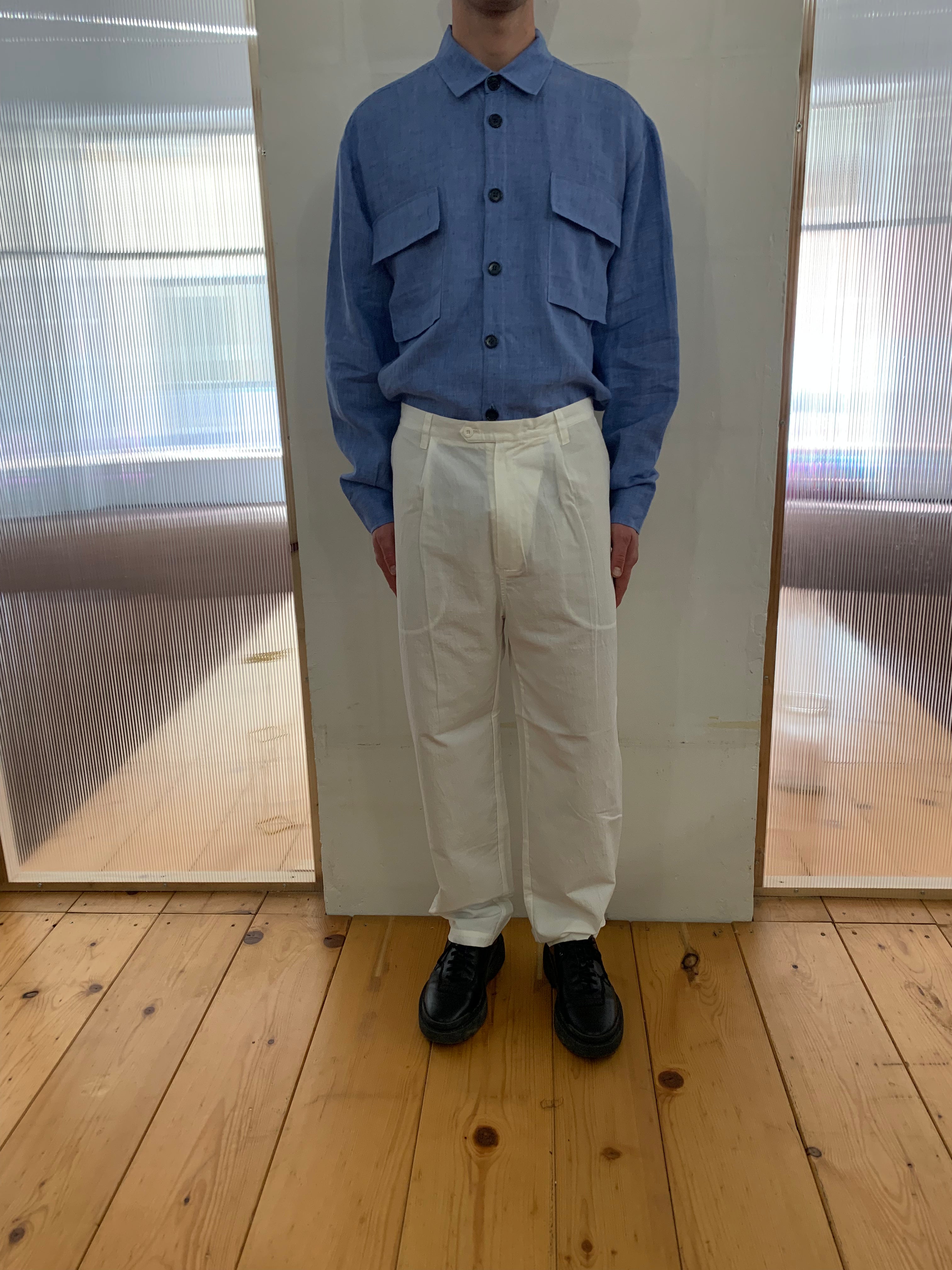 SEABISCUIT - WIDE TROUSERS - Canvas Cotton White