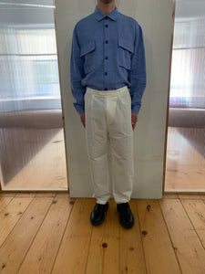 SEABISCUIT - WIDE TROUSERS - Canvas Cotton White