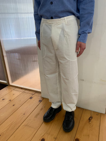 SEABISCUIT - WIDE TROUSERS - Canvas Cotton White