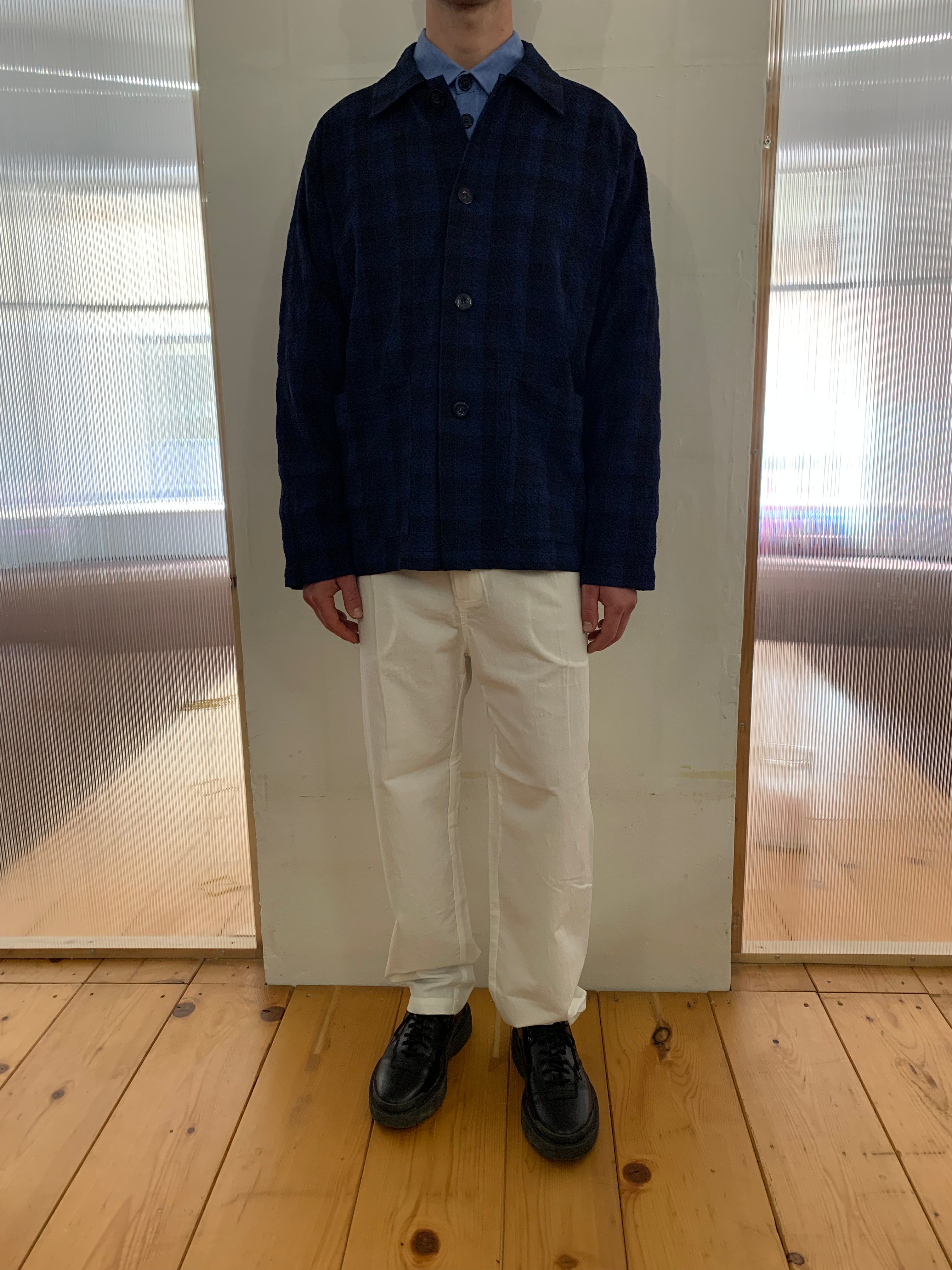 TISSERAND - AIR WIDE JACKET - Seersucker Check Navy/Blue/Black