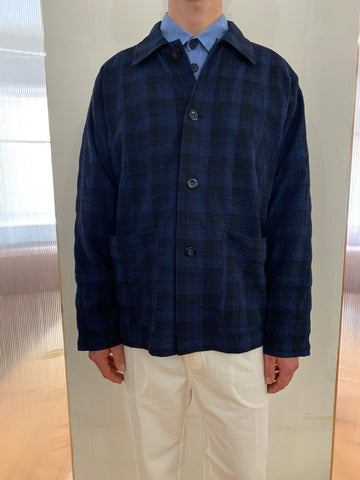 TISSERAND - AIR WIDE JACKET - Seersucker Check Navy/Blue/Black