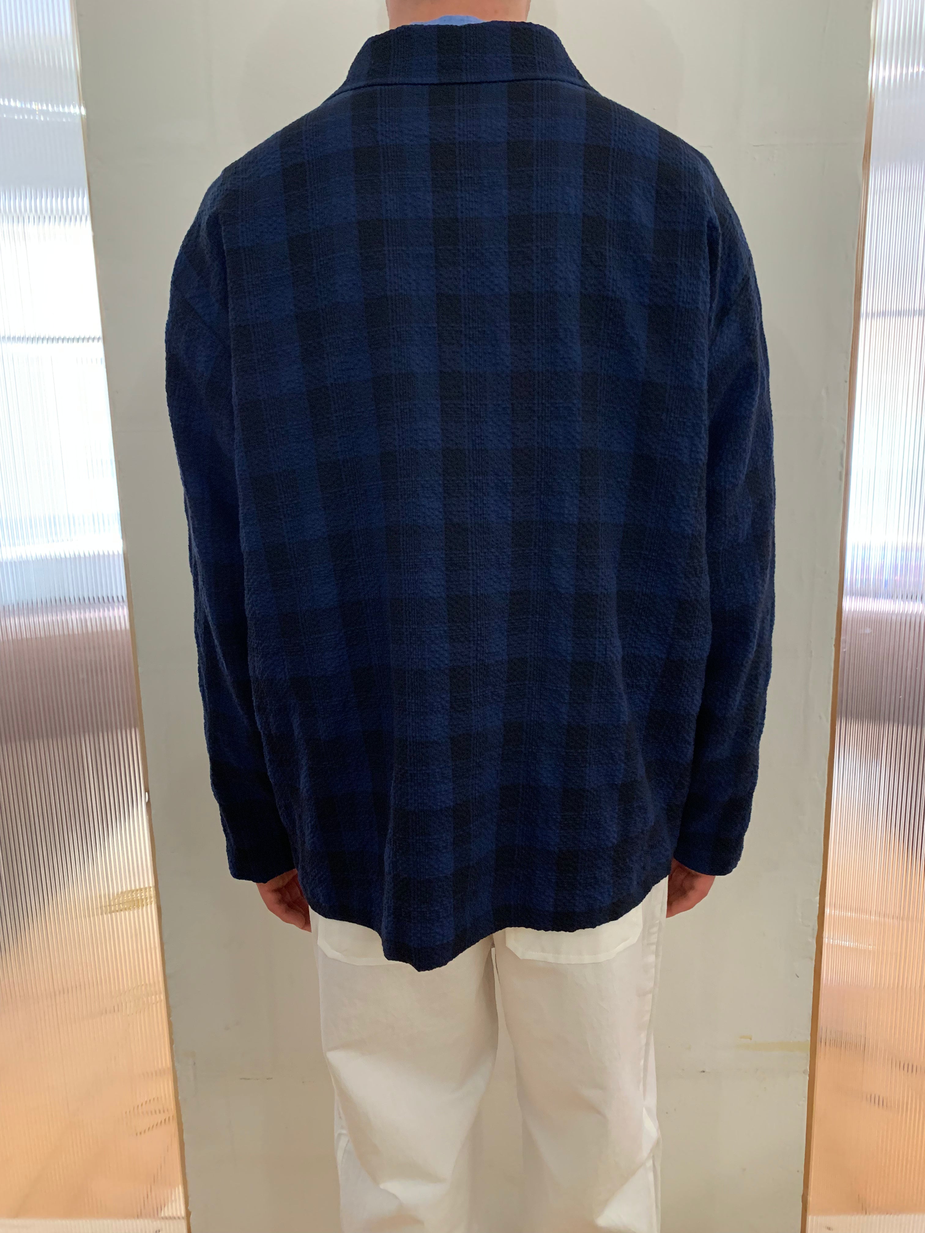 TISSERAND - AIR WIDE JACKET - Seersucker Check Navy/Blue/Black