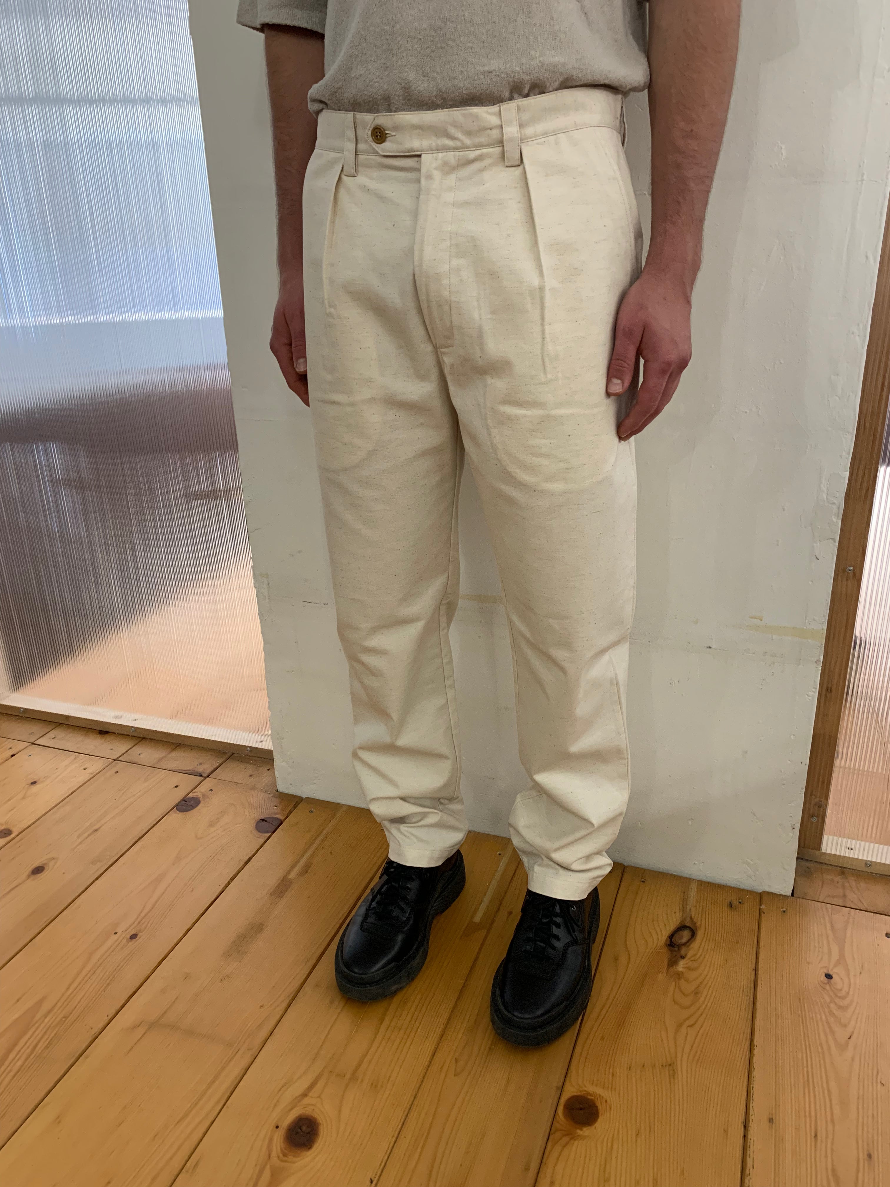 COMANCHE - CLASSIC TROUSERS - Linen Renkum Natural