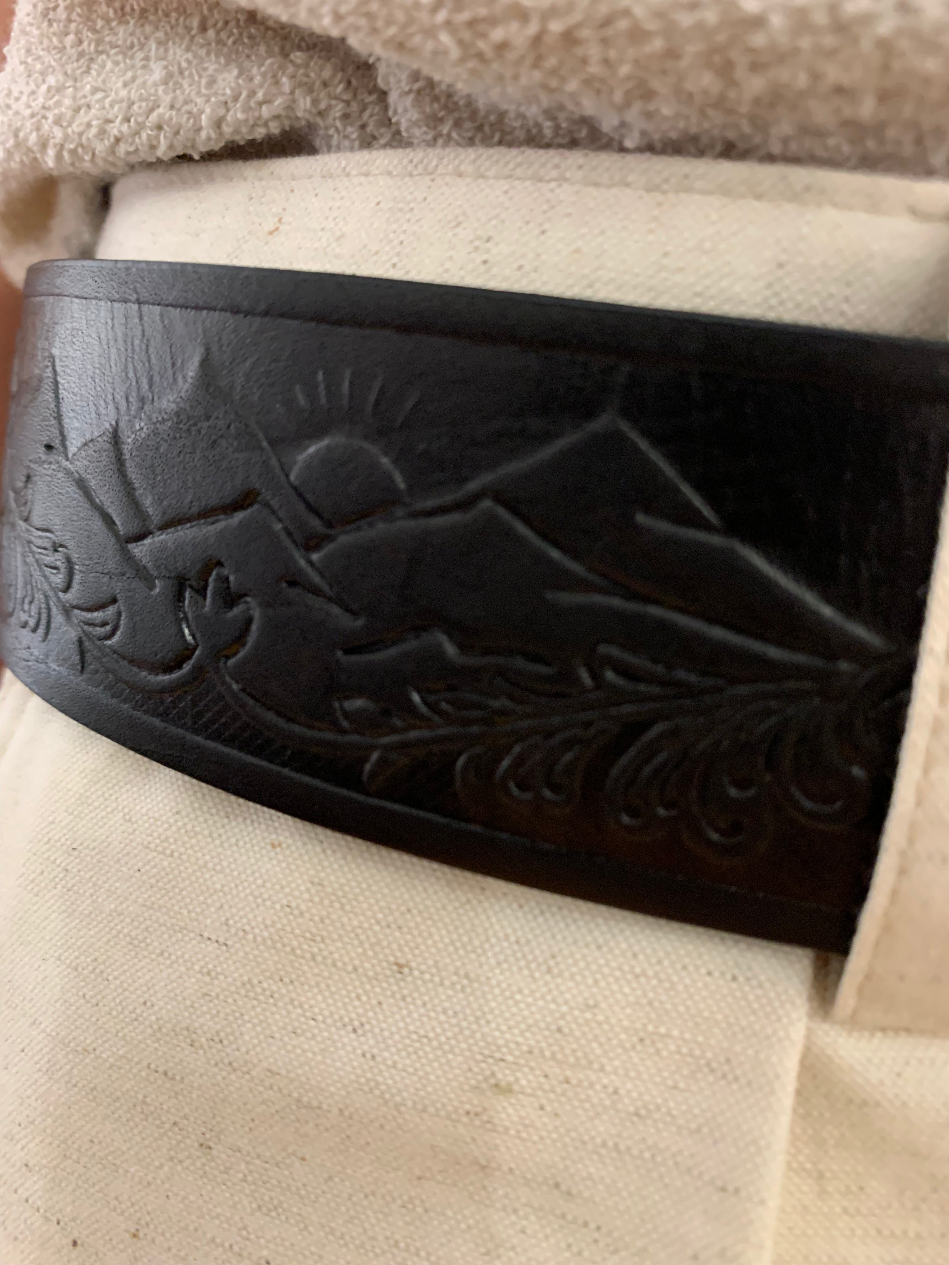 DINAMITE - LEATHER BELT- 100% ITALIAN LEATHER BLACK