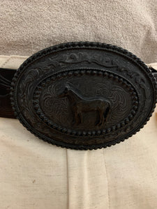 DINAMITE - LEATHER BELT- 100% ITALIAN LEATHER BLACK