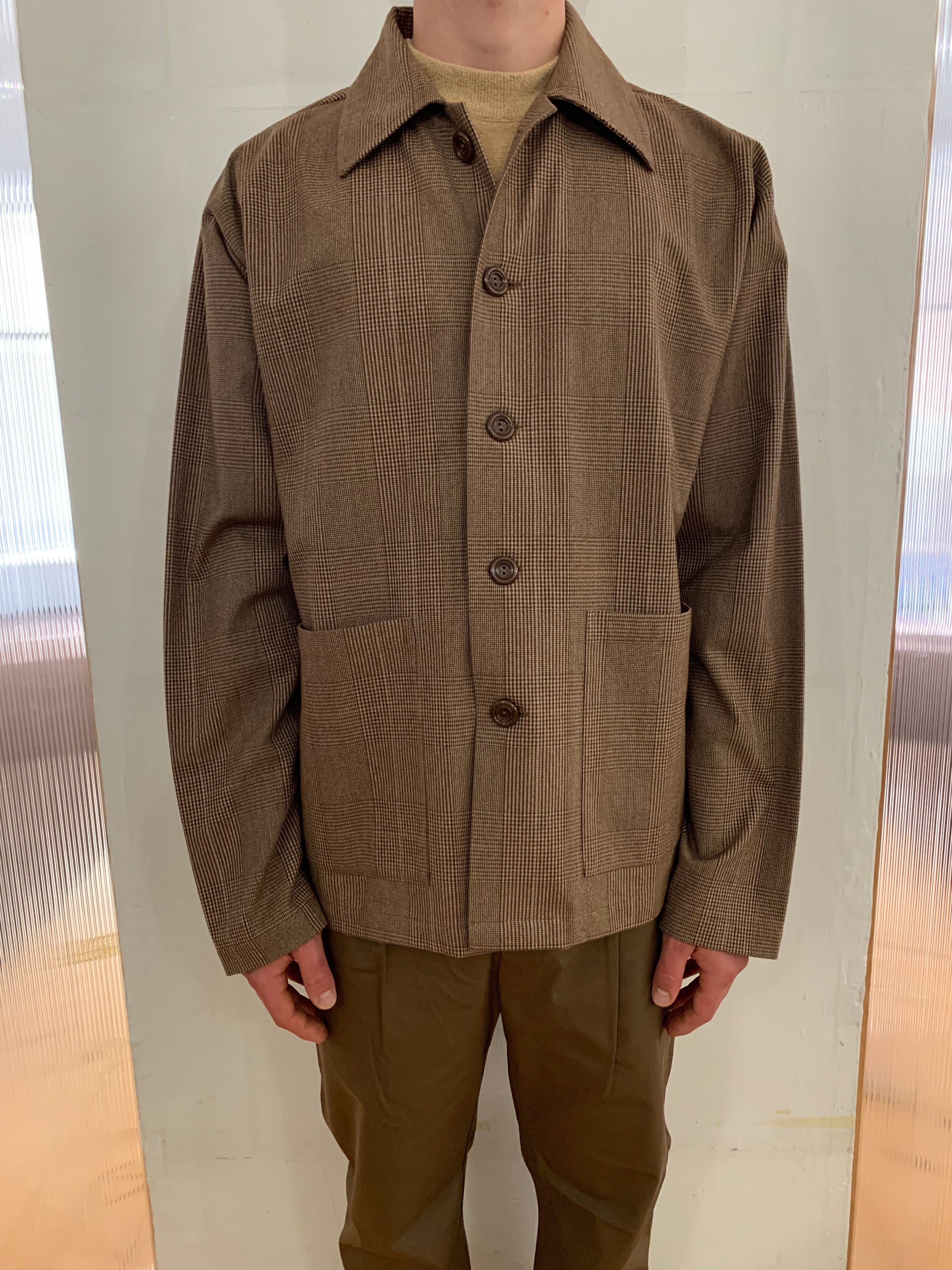 TISSERAND - AIR WIDE JACKET - Wool & Cotton Check Beige/Brown/Cream