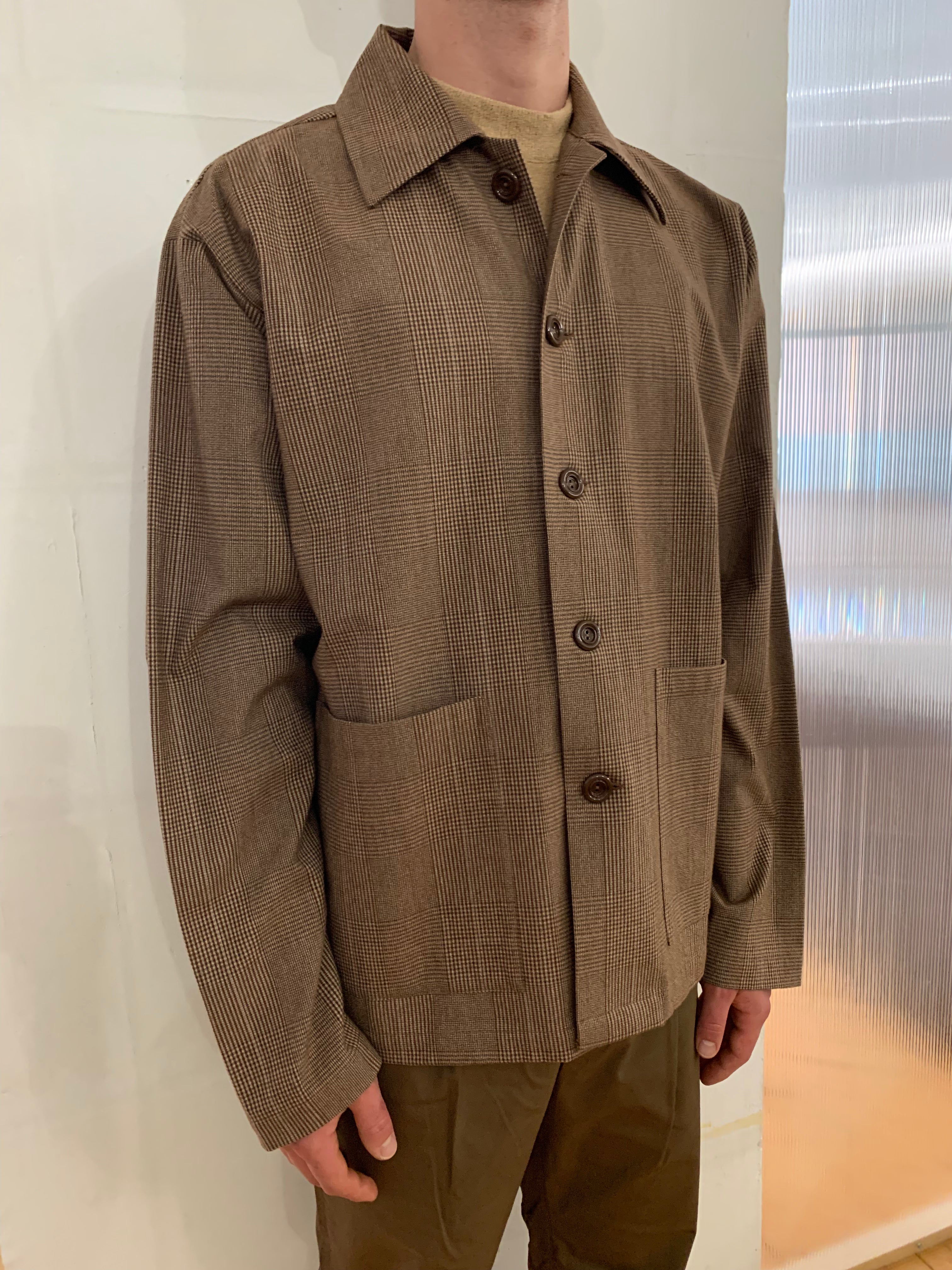 TISSERAND - AIR WIDE JACKET - Wool & Cotton Check Beige/Brown/Cream