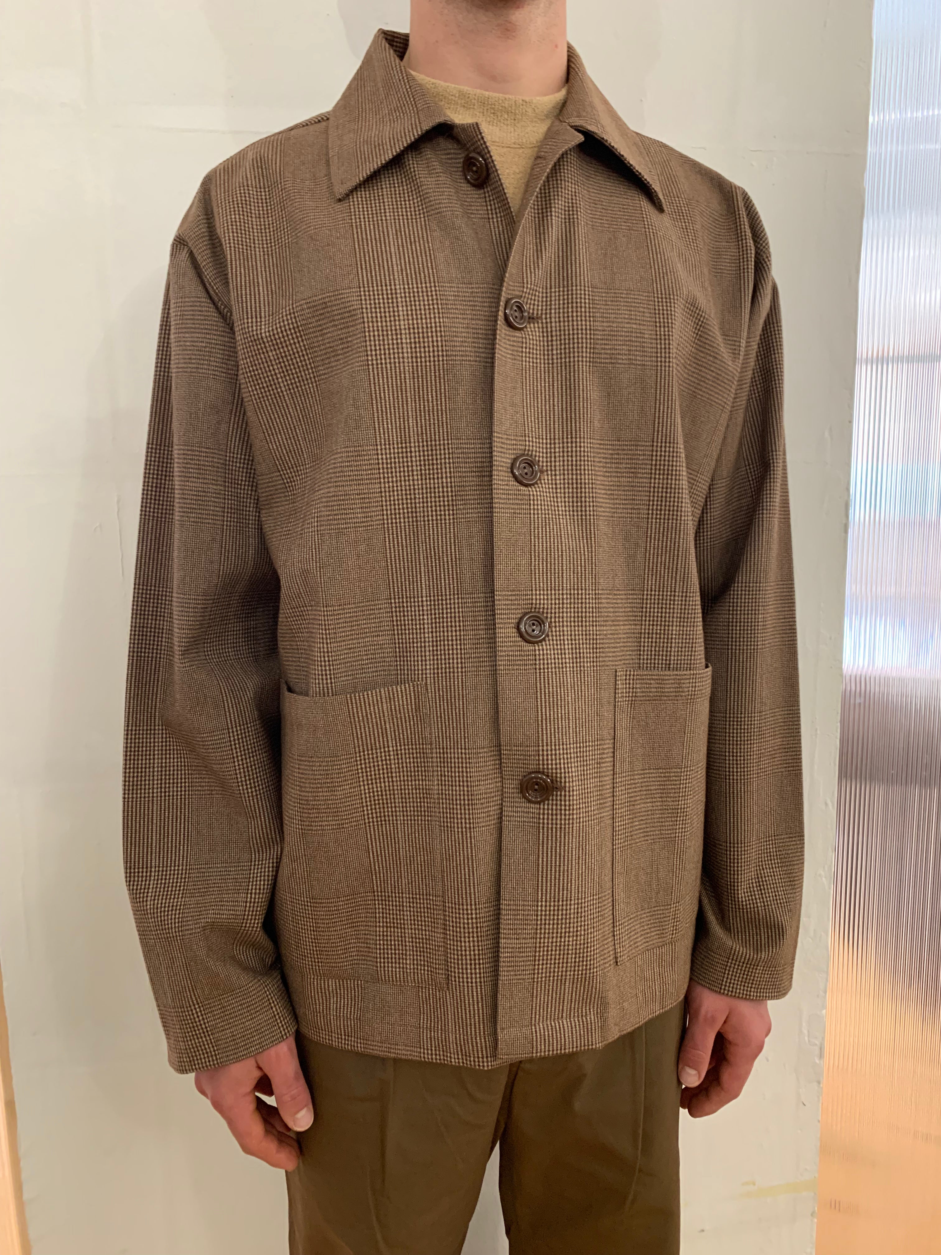 TISSERAND - AIR WIDE JACKET - Wool & Cotton Check Beige/Brown/Cream