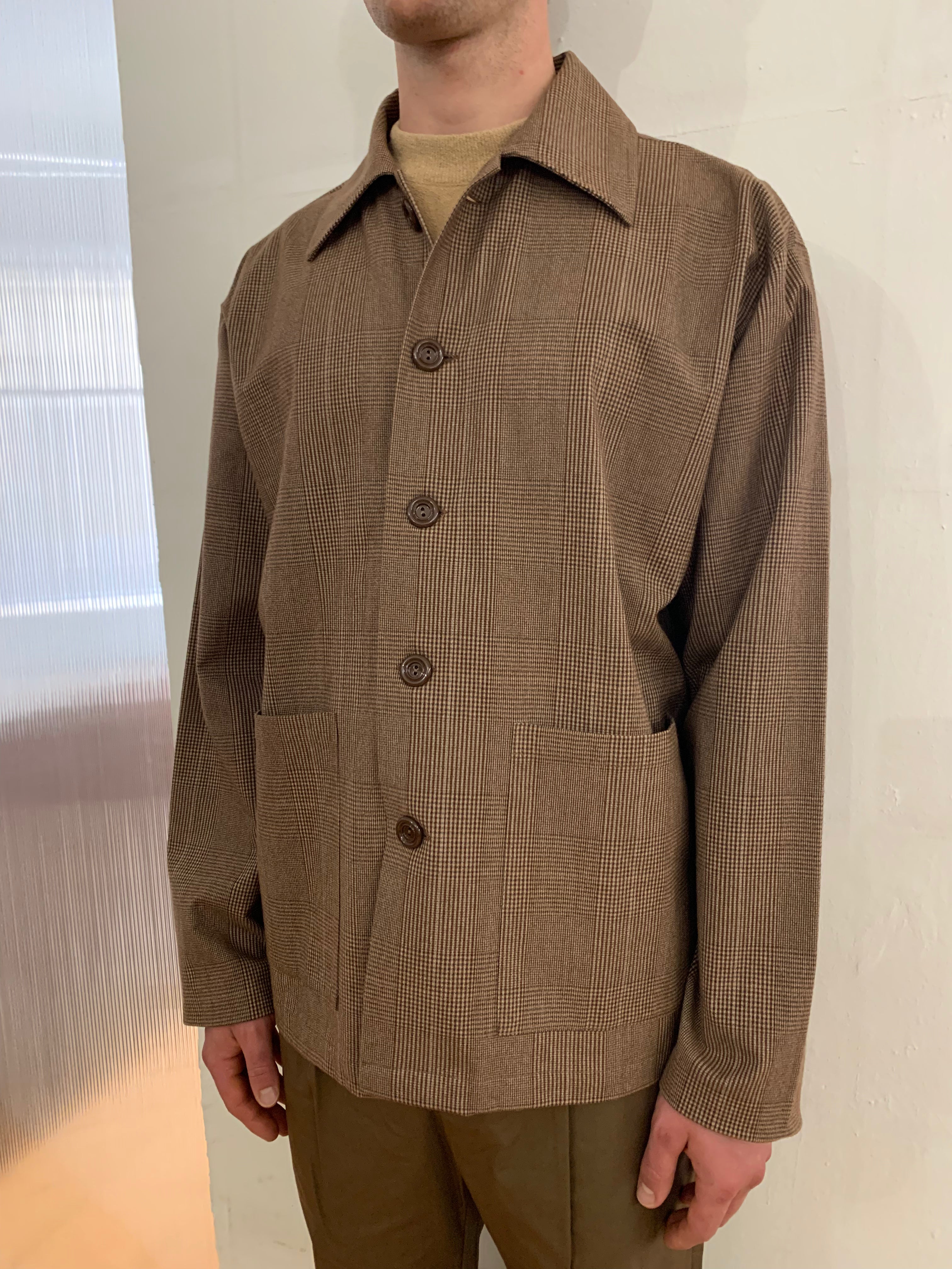 TISSERAND - AIR WIDE JACKET - Wool & Cotton Check Beige/Brown/Cream