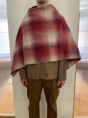 EASTWOOD - WOOL PONCHO - CHECK RED