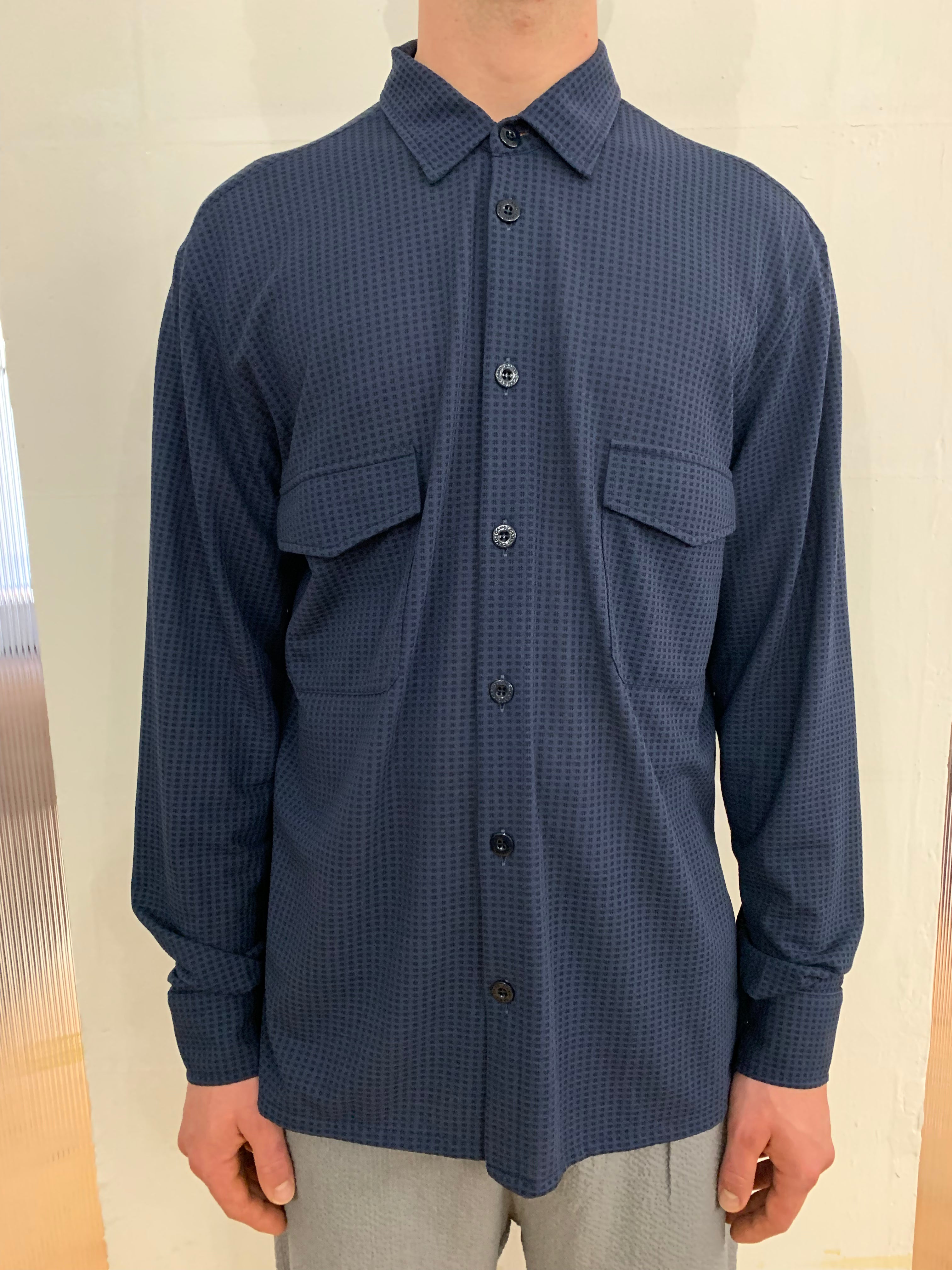 DANGLAR-MEYDAN MAXI SHIRT- Stretch Square Cotton Navy