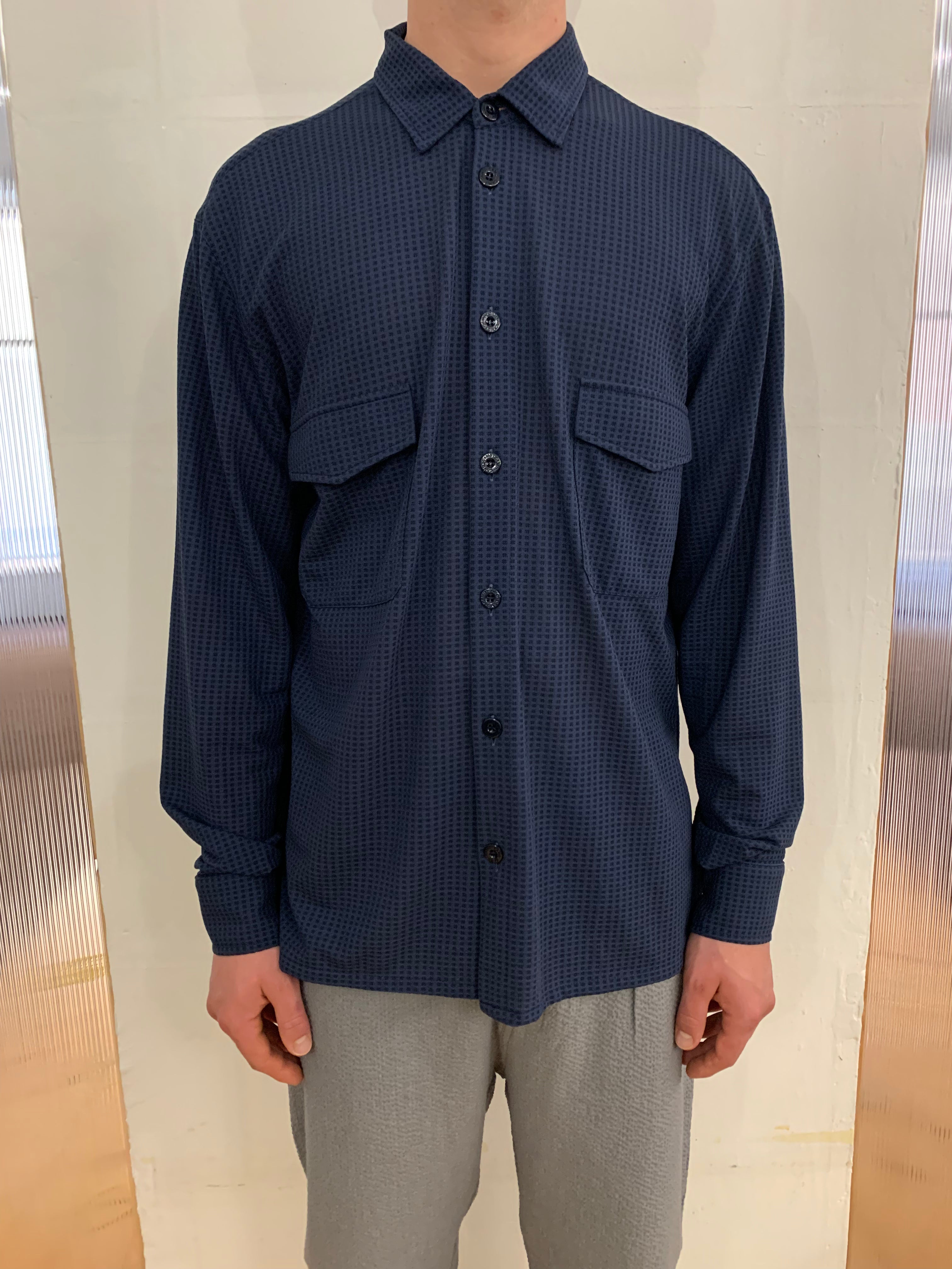 DANGLAR-MEYDAN MAXI SHIRT- Stretch Square Cotton Navy