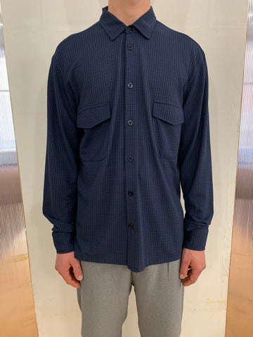 DANGLAR-MEYDAN MAXI SHIRT- Stretch Square Cotton Navy