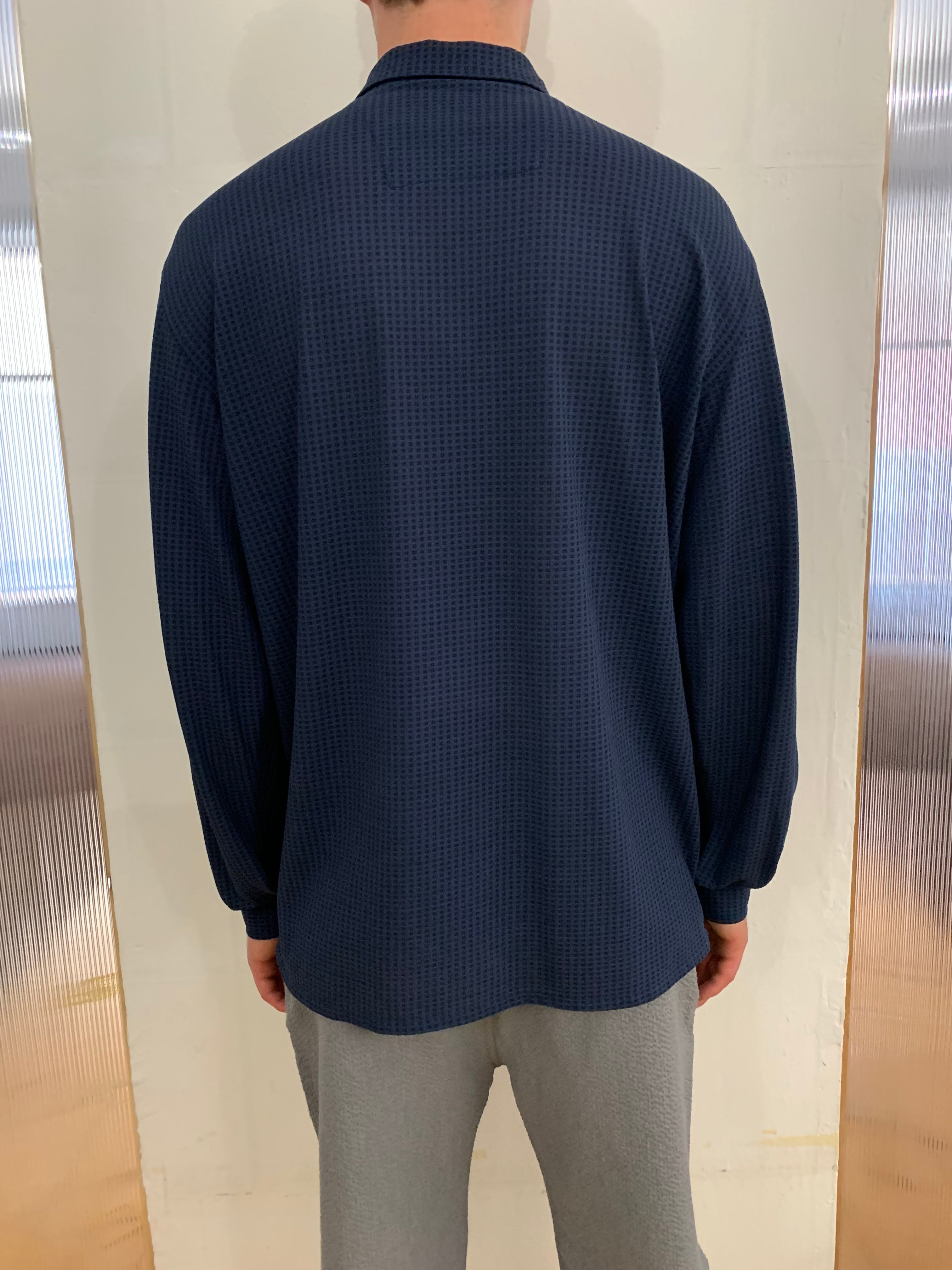DANGLAR-MEYDAN MAXI SHIRT- Stretch Square Cotton Navy