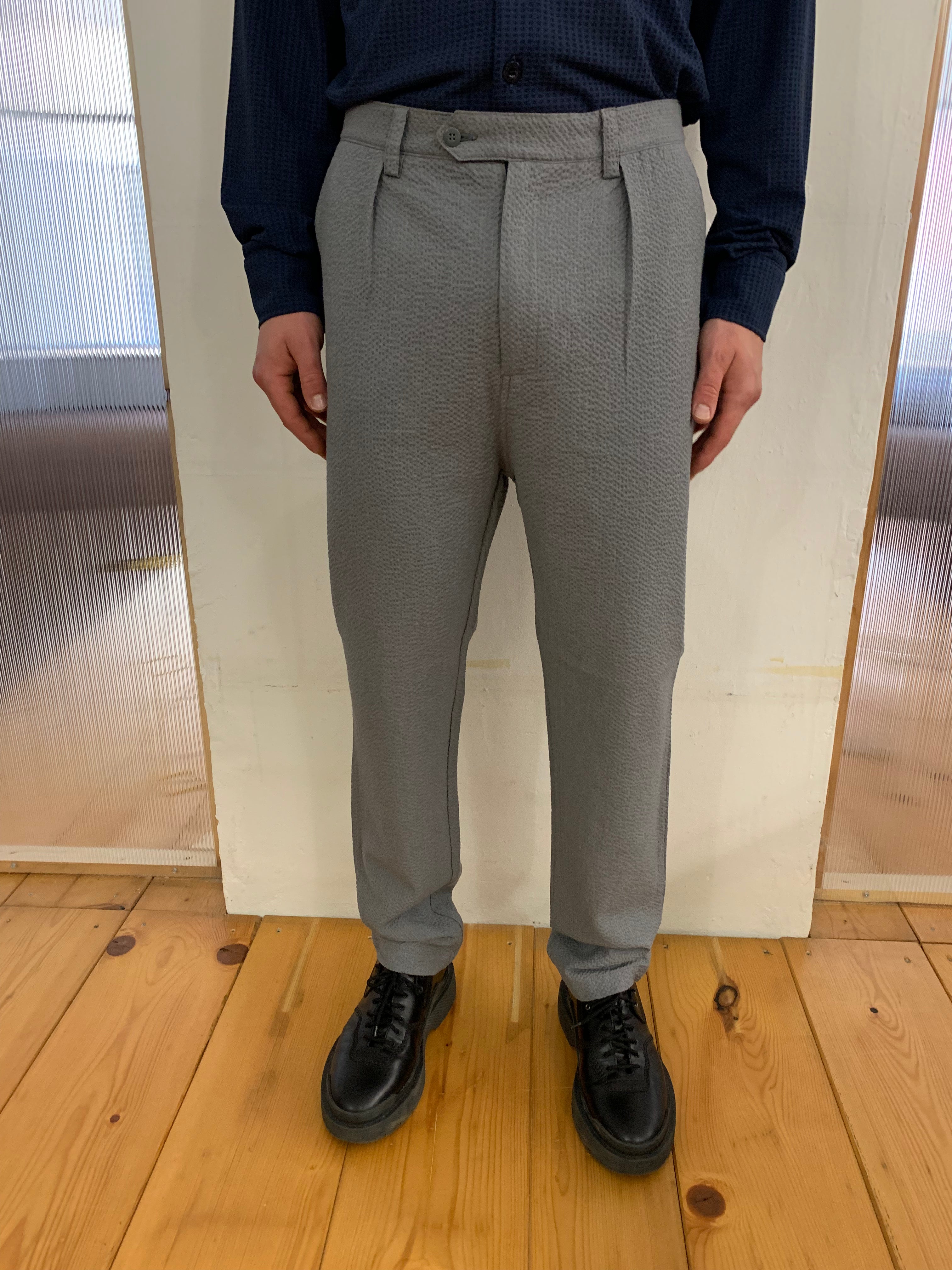 COMANCHE - CLASSIC TROUSERS - Seersucker Grey