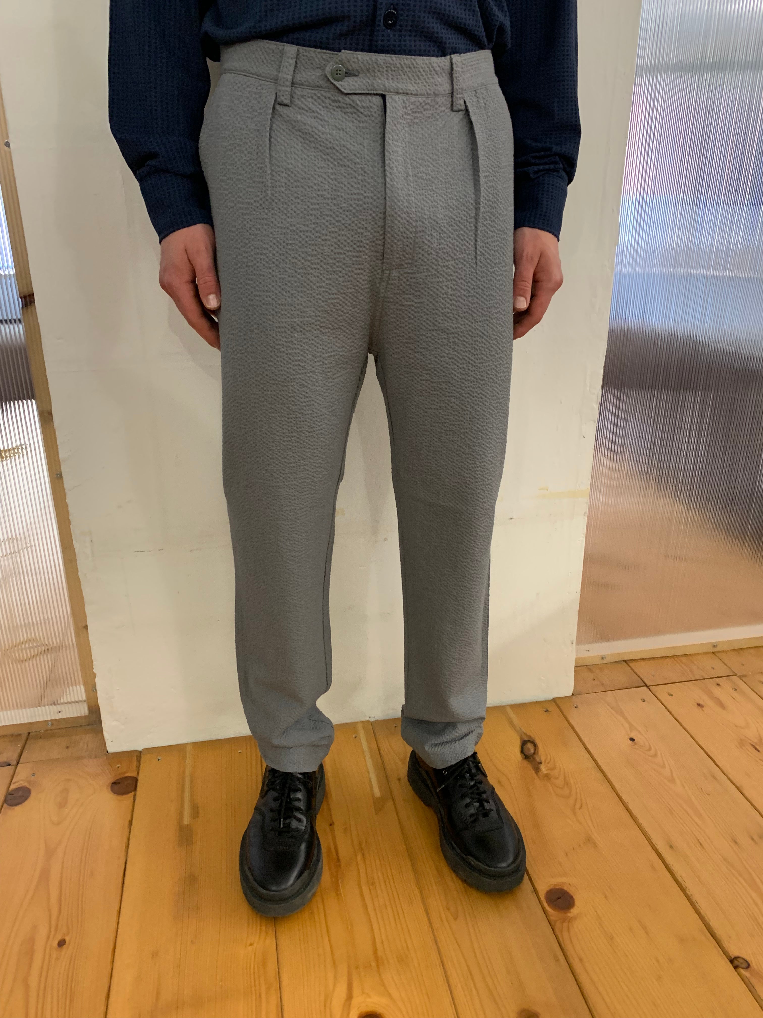 COMANCHE - CLASSIC TROUSERS - Seersucker Grey