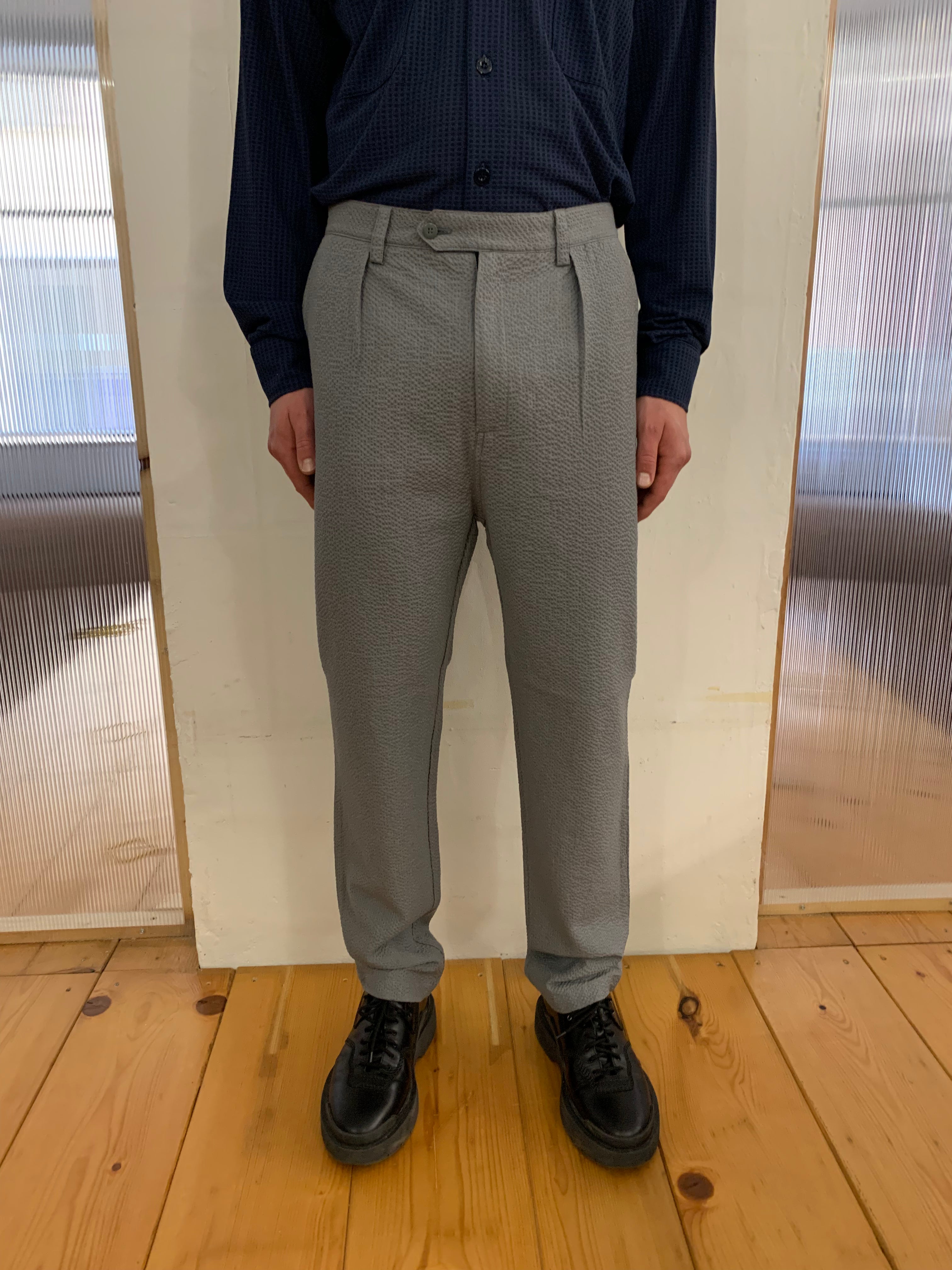 COMANCHE - CLASSIC TROUSERS - Seersucker Grey