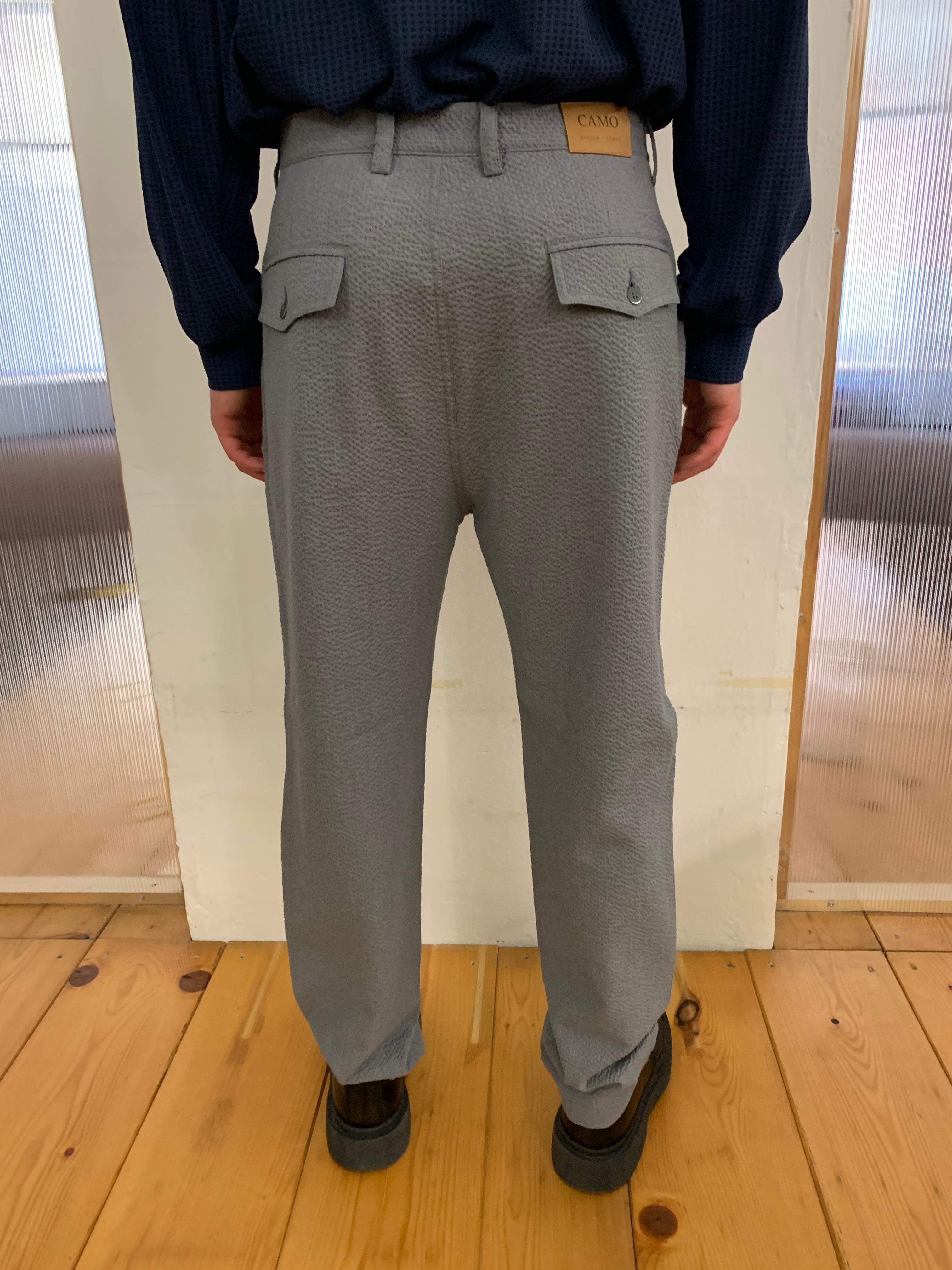 COMANCHE - CLASSIC TROUSERS - Seersucker Grey