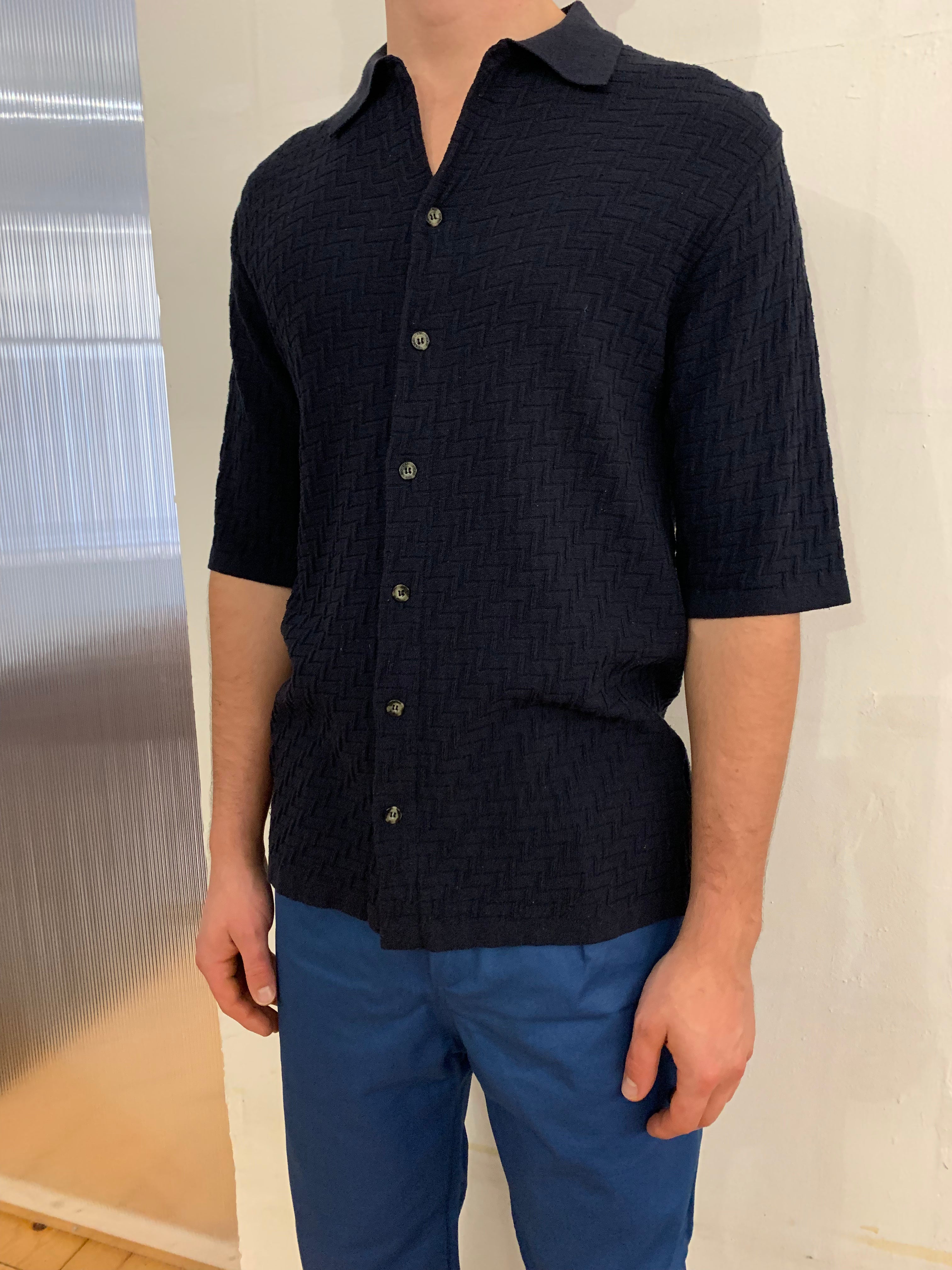 TORNADO - KNIT SHIRT - Silk Bourette Navy