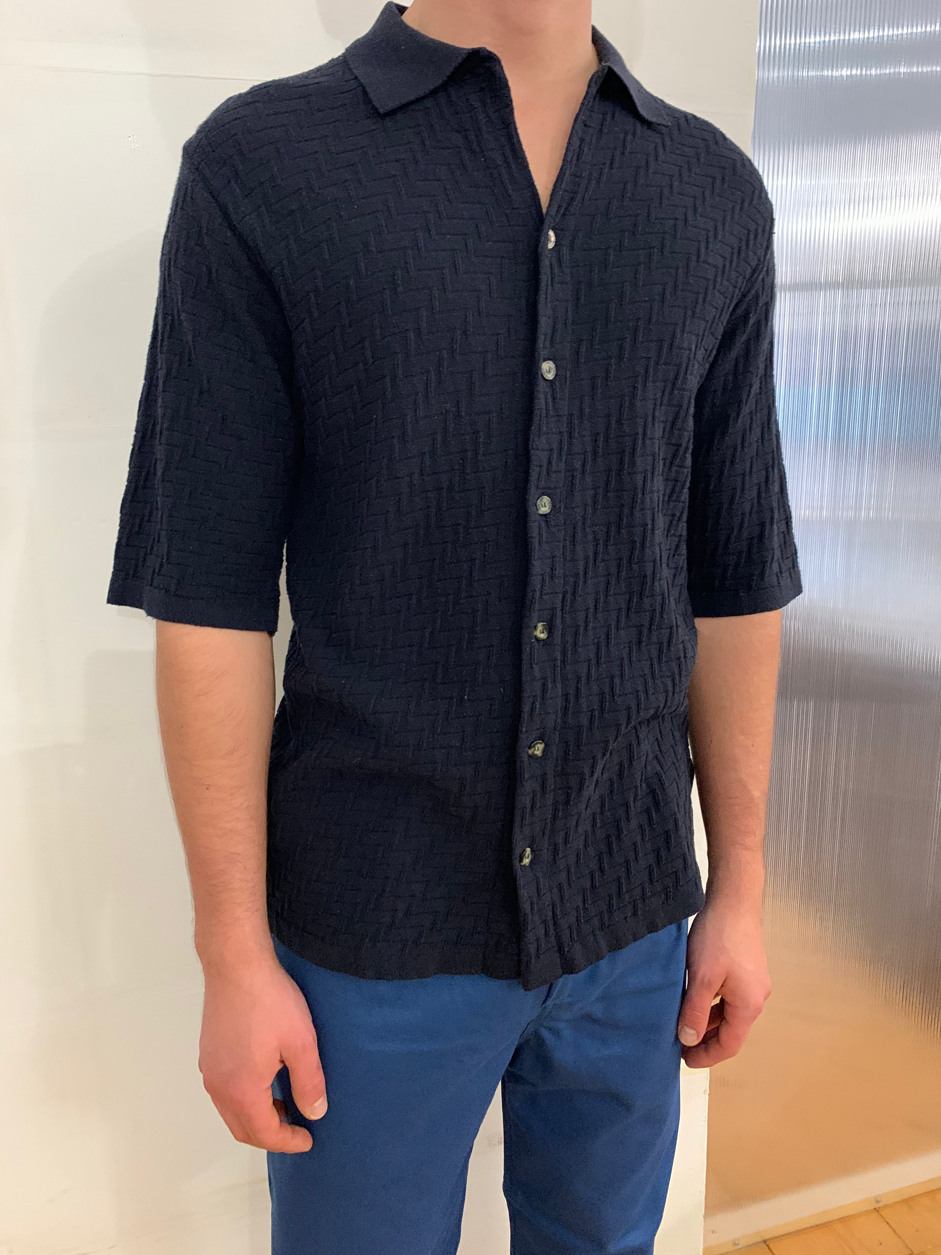 TORNADO - KNIT SHIRT - Silk Bourette Navy