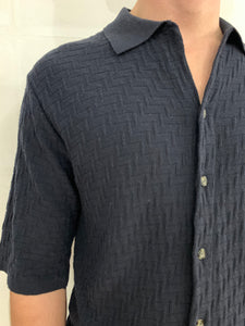 TORNADO - KNIT SHIRT - Silk Bourette Navy