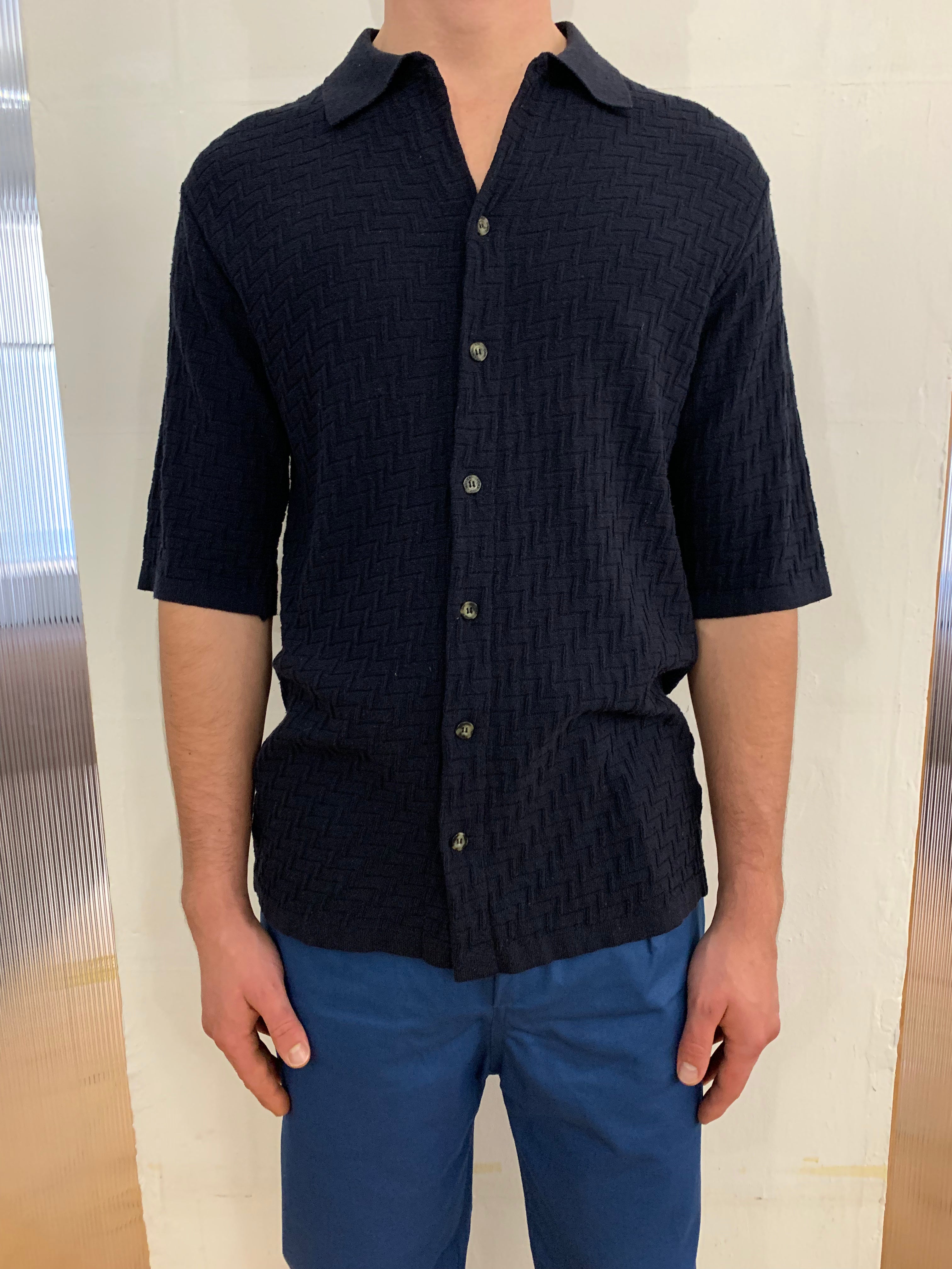 TORNADO - KNIT SHIRT - Silk Bourette Navy