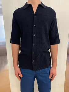 TORNADO - KNIT SHIRT - Silk Bourette Navy