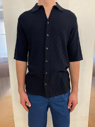 TORNADO - KNIT SHIRT - Silk Bourette Navy