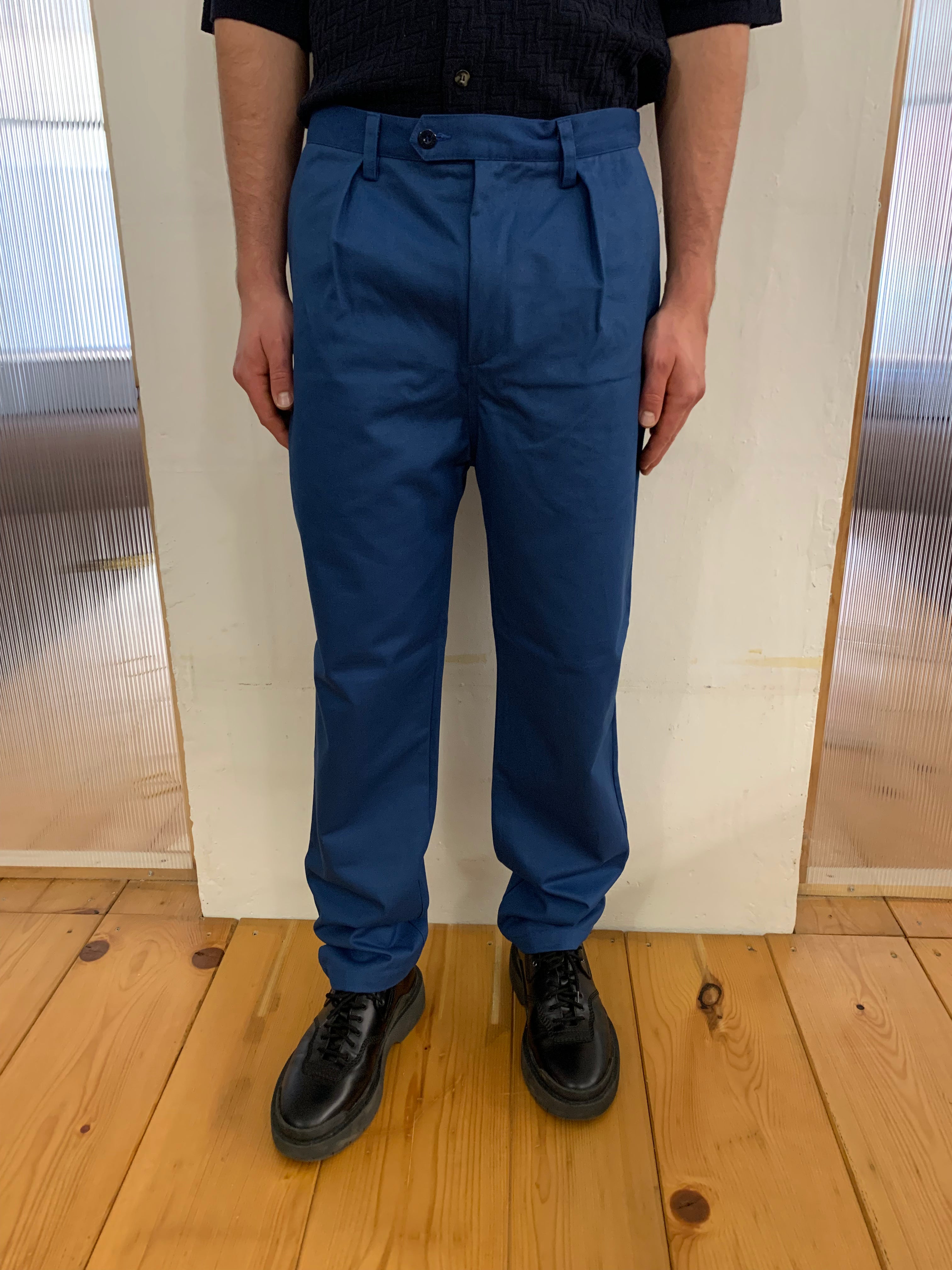 COMANCHE - CLASSIC TRUSERS - Warm Twill Cotton Avio