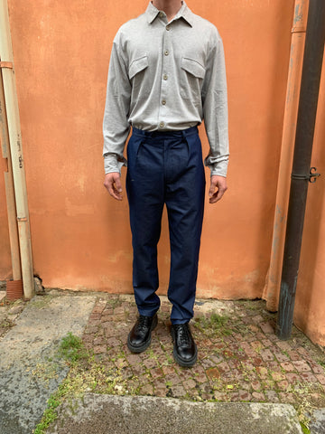 COMANCHE - CLASSIC TROUSERS - Chambray Cotton Navy