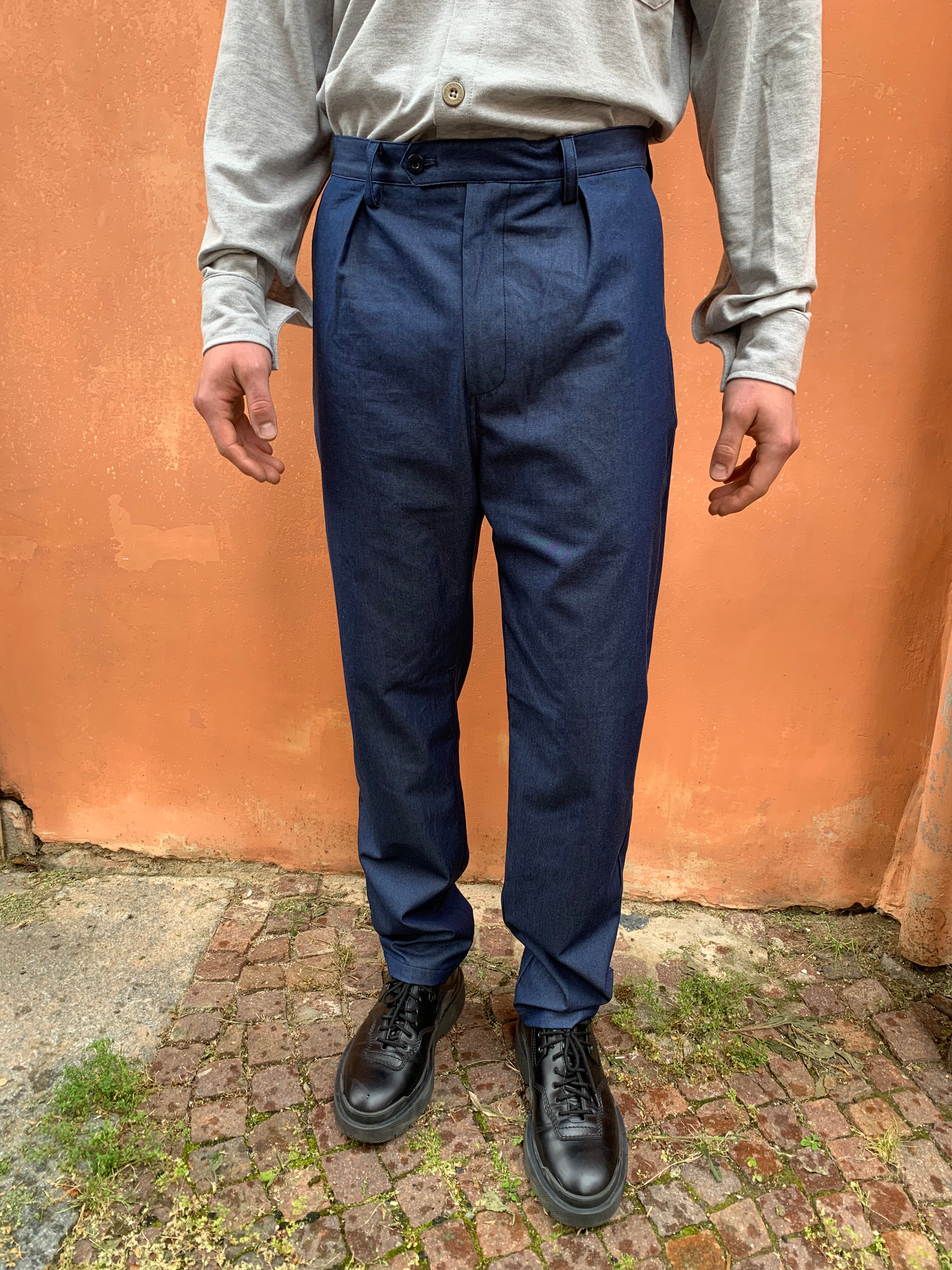 COMANCHE - CLASSIC TROUSERS - Chambray Cotton Navy