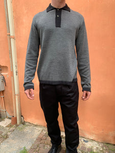 FEYSTONGAL - KNIT POLO-SHIRT - Wool Dark Grey - Black