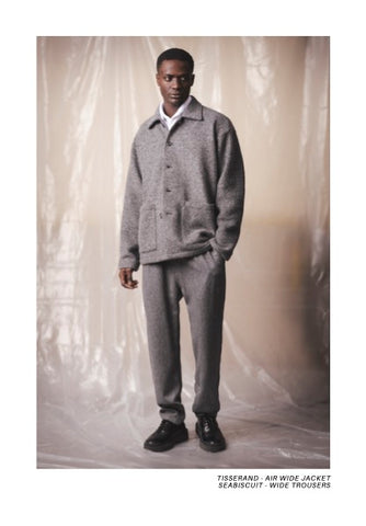 SEABISCUIT - WIDE TROUSERS - Merino WInter Wool Grey